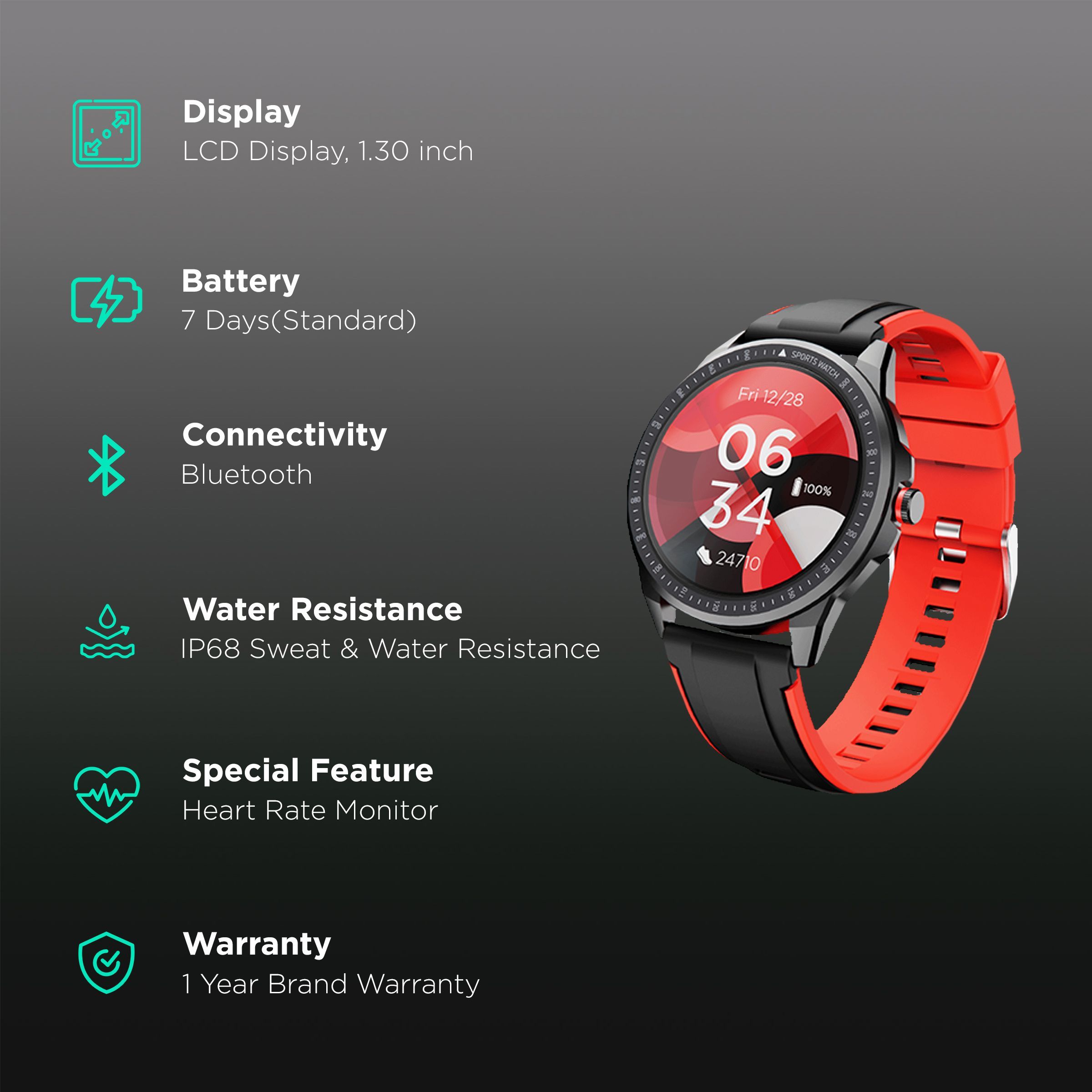 boAt Flash RTL Edition Smartwatch with Activity Tracker (33mm LCD Display, IP68 Water Resistant, Moon Red Strap) boAt Flash RTL Edition Smartwatch with Activity Tracker (33mm LCD Display, IP68 Water Resistant, Moon Red Strap)_2