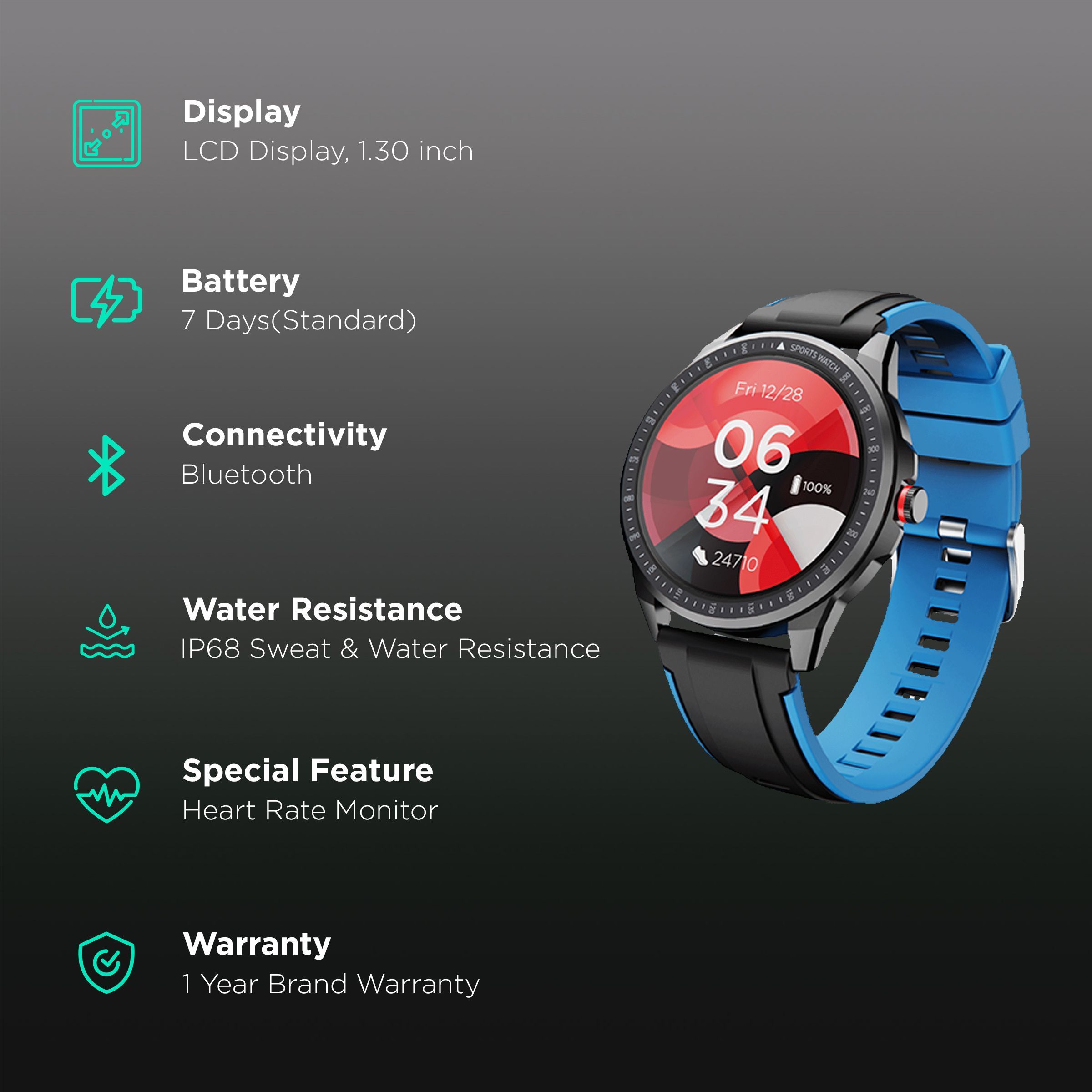 boAt Flash RTL Edition Smartwatch with Activity Tracker (33mm LCD Display, IP68 Water Resistant, Galaxy Blue Strap)_2