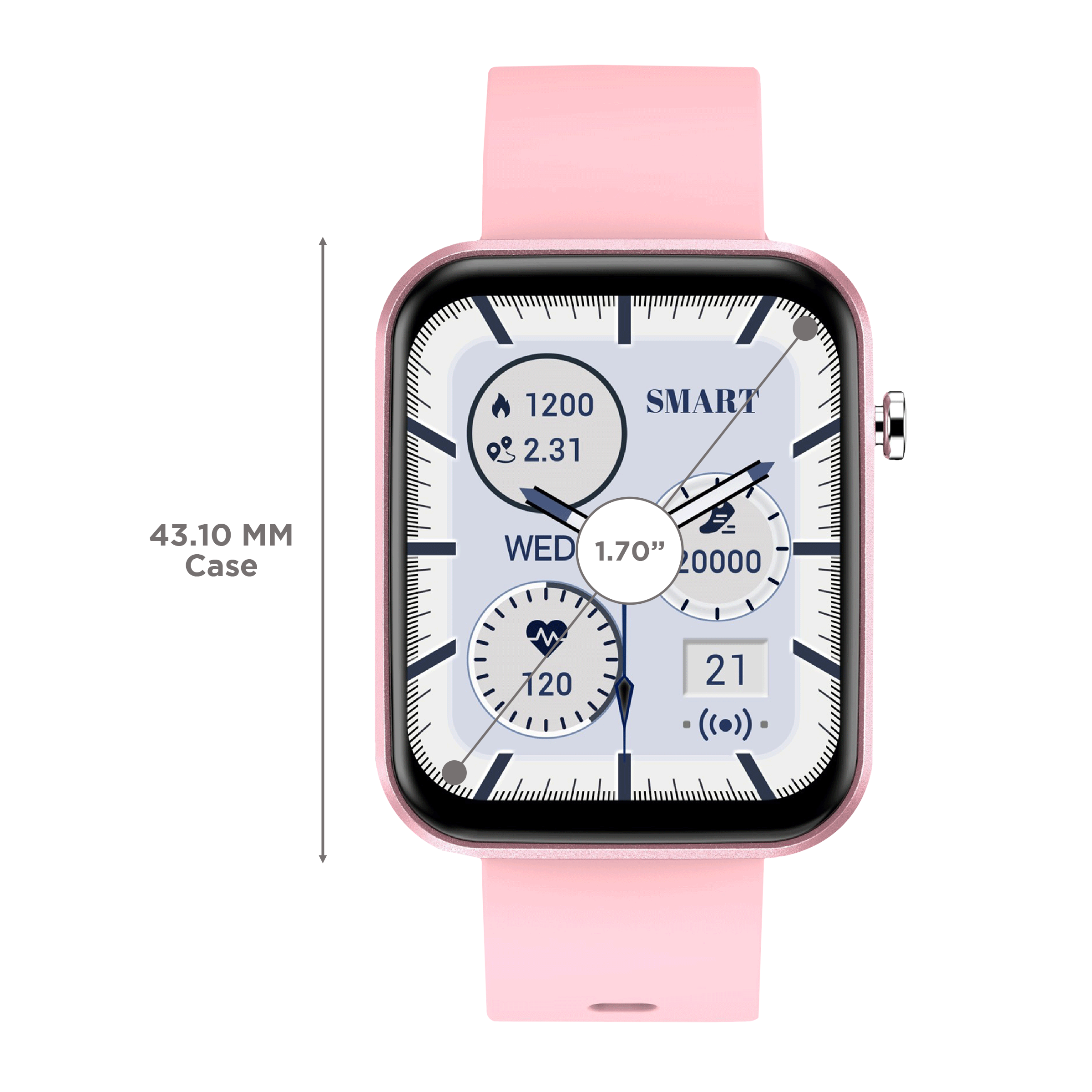 STYX NYX Smartwatch with Activity Tracker (43.1mm HD Display, IP67 Water Resistant, Blush Pink Strap)_3