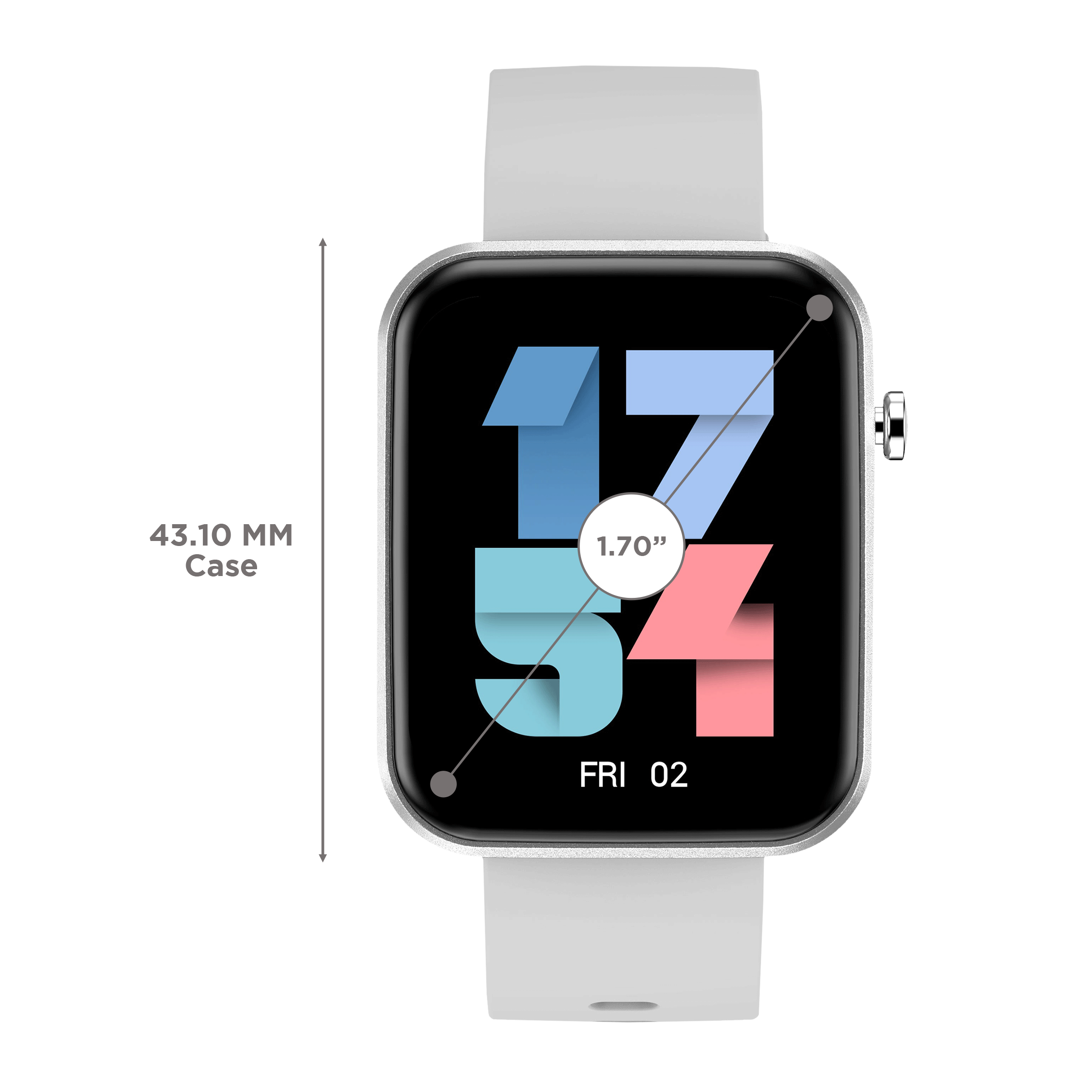 STYX NYX Smartwatch with Activity Tracker (43.1mm HD Display, IP67 Water Resistant, Cloud Grey Strap)_3