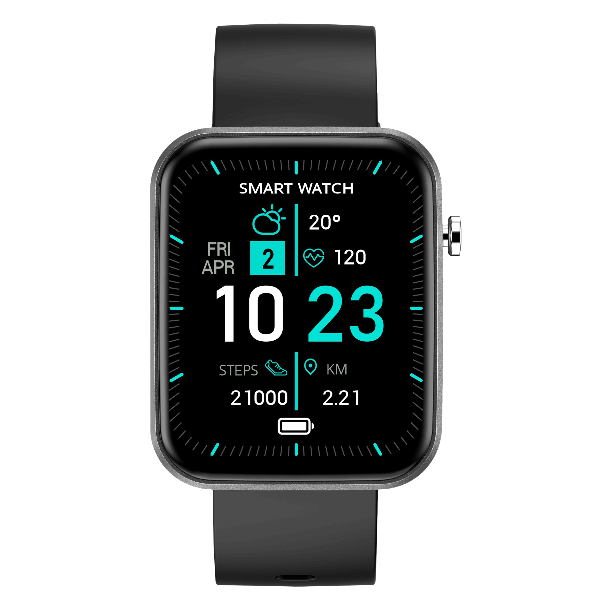 STYX NYX Smartwatch with Activity Tracker (43.1mm HD Display, IP67 Water Resistant, Midnight Black Strap)_1