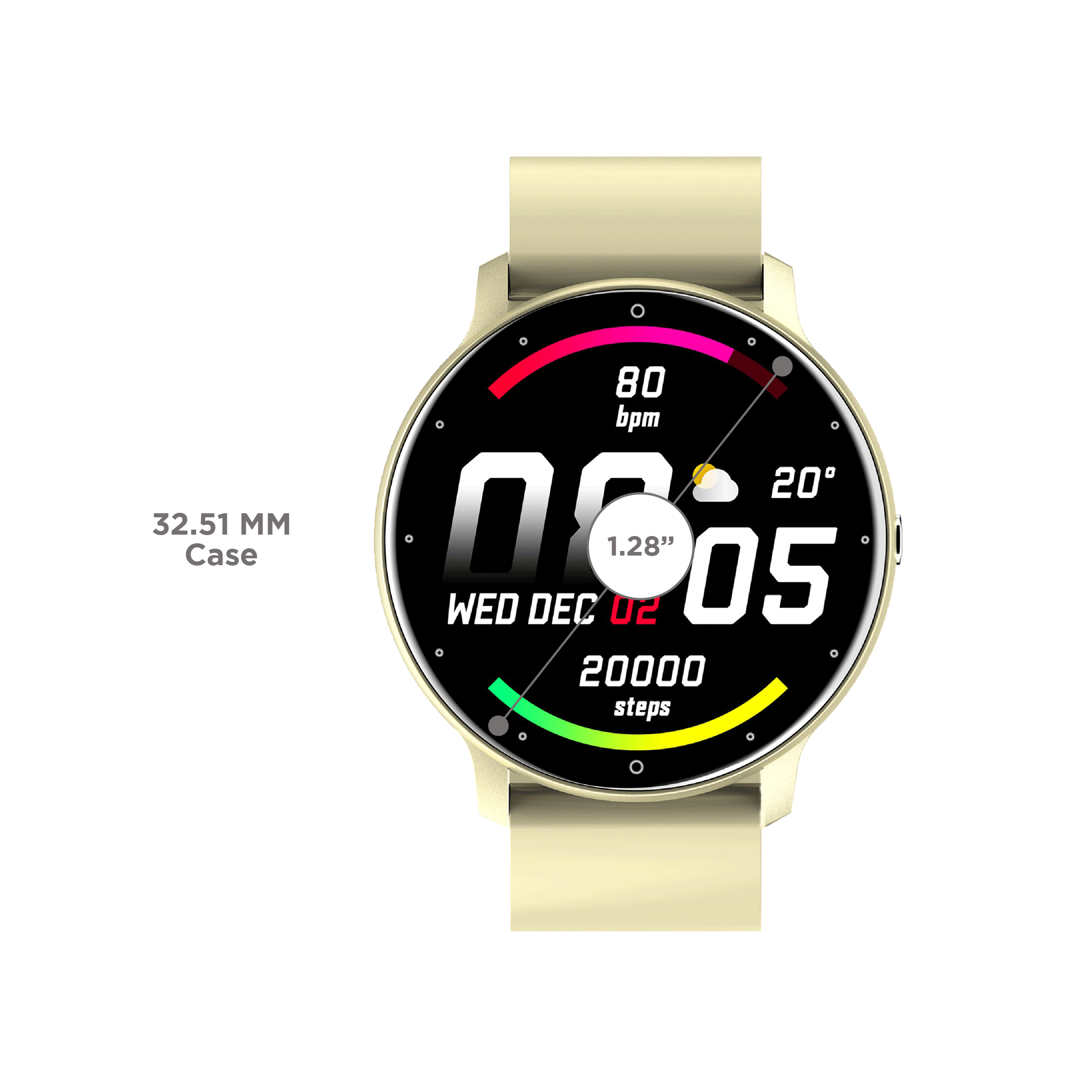 STYX KORE Smartwatch with Activity Tracker (32.51mm HD Display, IP67 Water Resistant, Yellow Strap)_3