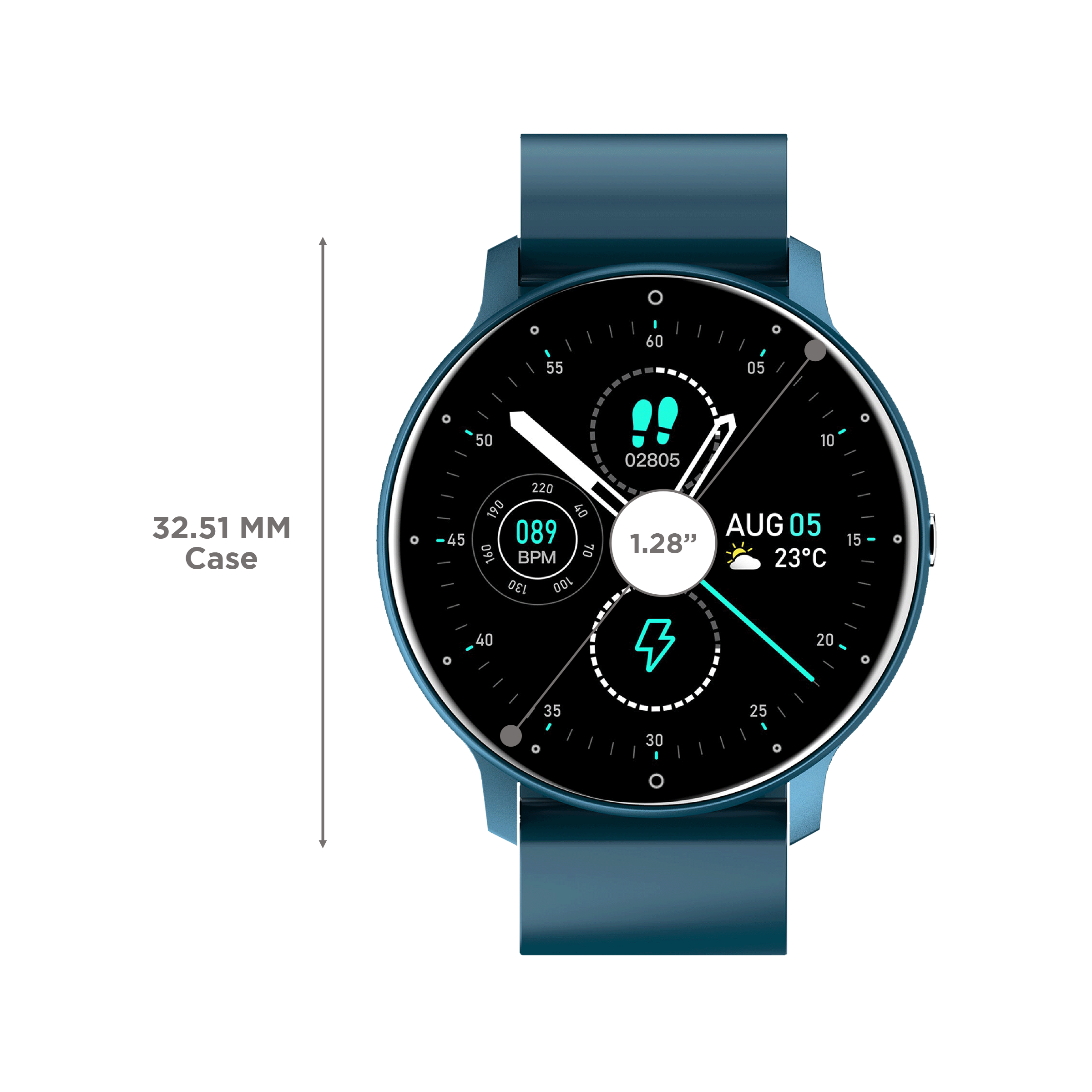 STYX KORE Smartwatch with Activity Tracker (32.51mm HD Display, IP67 Water Resistant, Blue Strap)_3