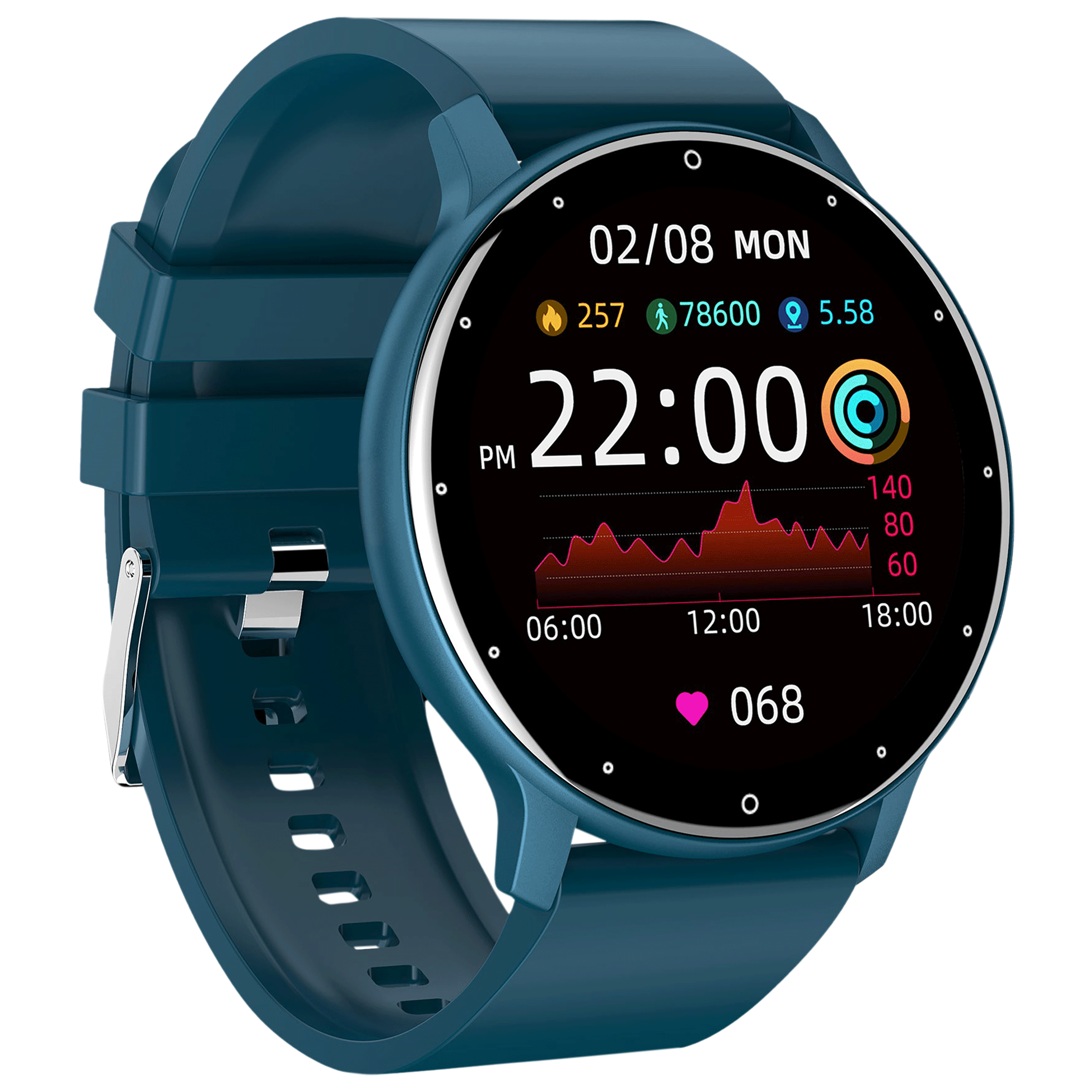 STYX KORE Smartwatch with Activity Tracker (32.51mm HD Display, IP67 Water Resistant, Blue Strap)_5