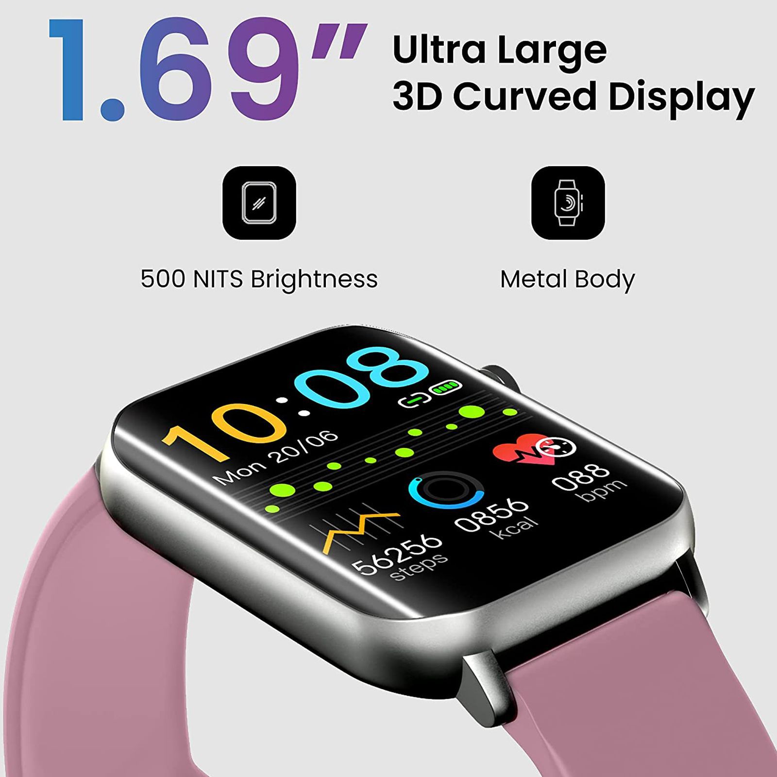 TAGG Verve Ultra Smartwatch with Activity Tracker (42.92mm 3D Curved Display, IP68 Waterproof, Pink Strap) TAGG Verve Ultra Smartwatch with Activity Tracker (42.92mm 3D Curved Display, IP68 Waterproof, Pink Strap)_7