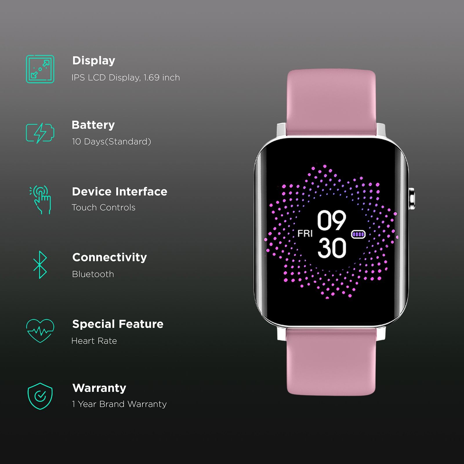 TAGG Verve Ultra Smartwatch with Activity Tracker (42.92mm 3D Curved Display, IP68 Waterproof, Pink Strap) TAGG Verve Ultra Smartwatch with Activity Tracker (42.92mm 3D Curved Display, IP68 Waterproof, Pink Strap)_2