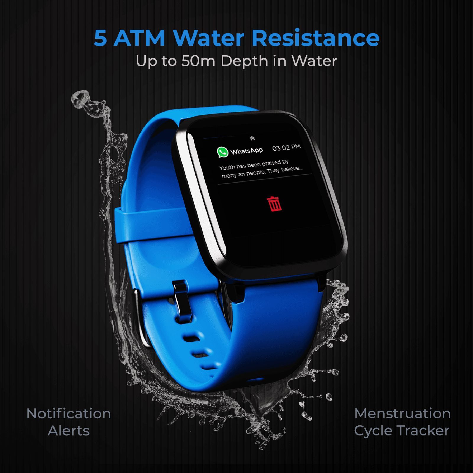 boAt Storm Captain America Marvel Edition Smartwatch with Health Monitoring (33mm 2.5D Curved Display, 5ATM Water Resistant, Captain's Blue Strap)_6