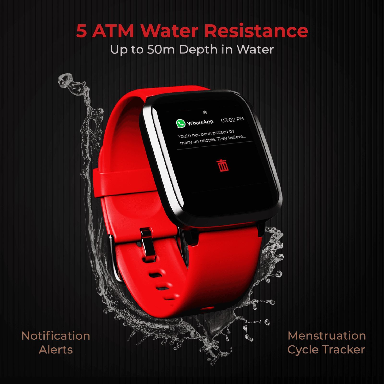 boAt Storm Iron Man Marvel Smartwatch with Health Monitoring (33mm 2.5D Curved Display, 5ATM Water Resistant, Stark Red Strap)_6