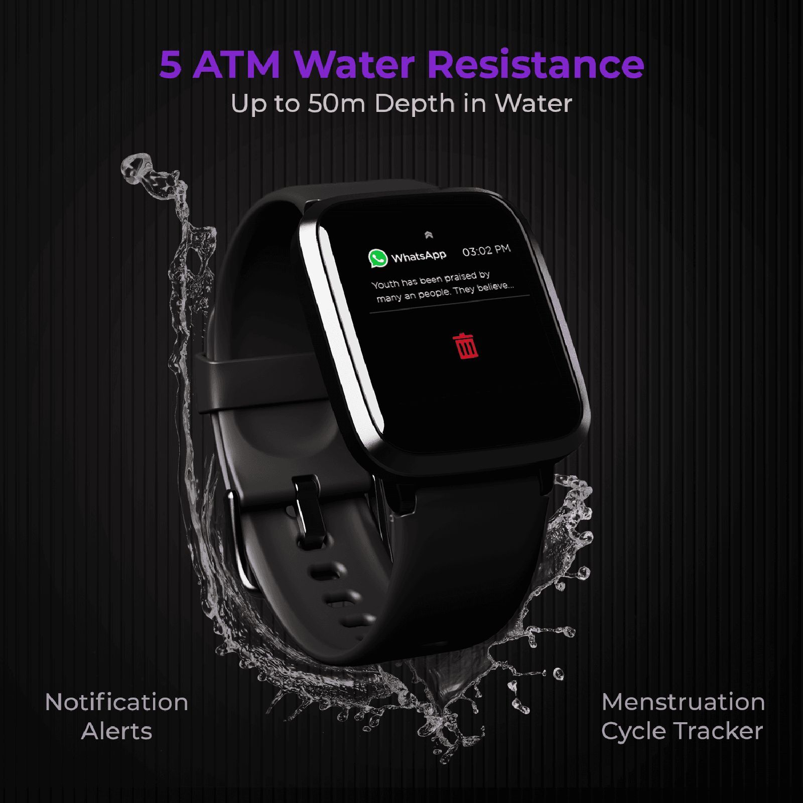 boAt Storm Black Panther Marvel Edition Smartwatch with Health Monitoring (33mm 2.5D Curved Display, 5ATM Water Resistant, Wakanda Black Strap)_6