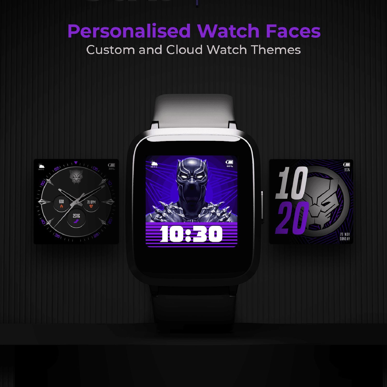 boAt Storm Black Panther Marvel Edition Smartwatch with Health Monitoring (33mm 2.5D Curved Display, 5ATM Water Resistant, Wakanda Black Strap)_8