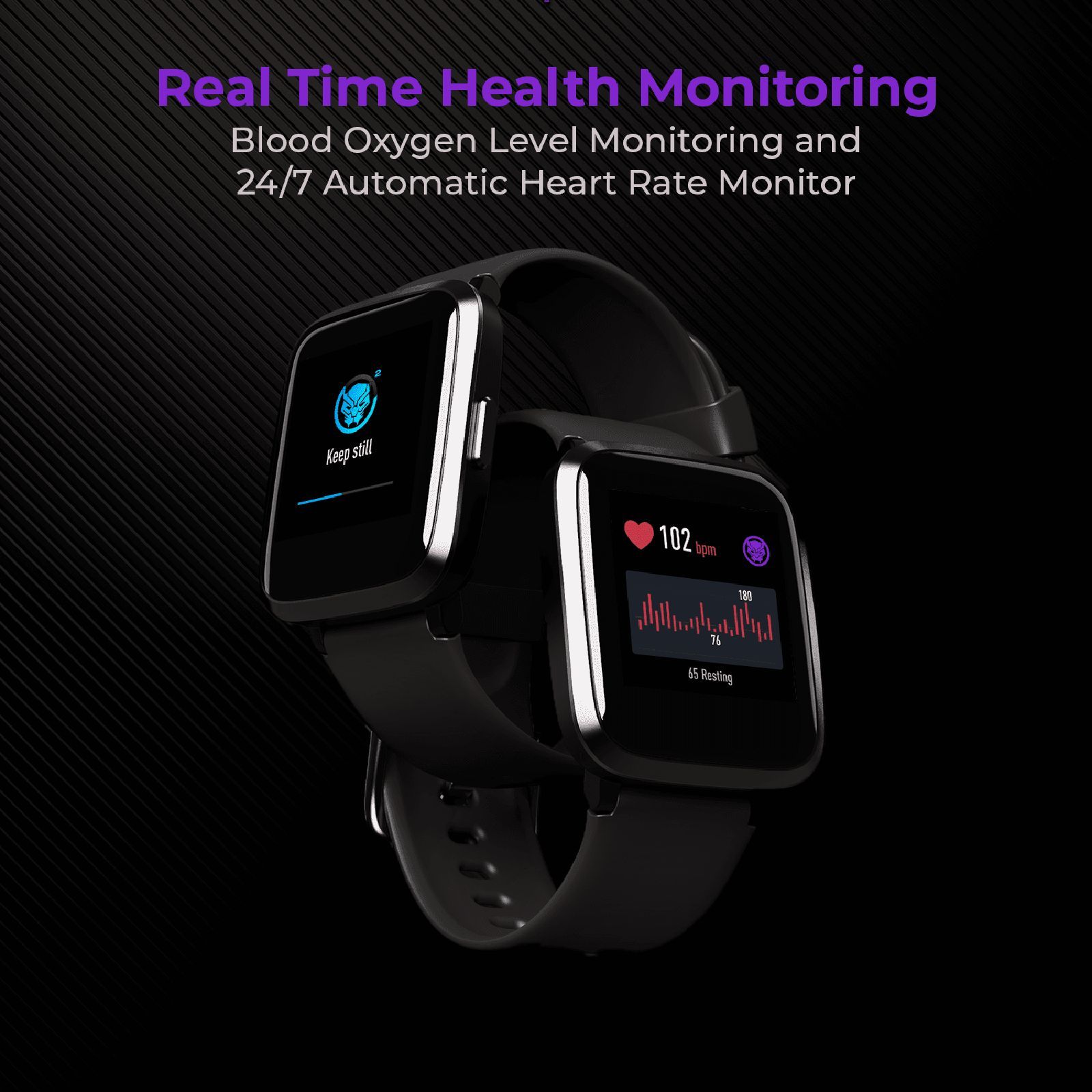 boAt Storm Black Panther Marvel Edition Smartwatch with Health Monitoring (33mm 2.5D Curved Display, 5ATM Water Resistant, Wakanda Black Strap)_9