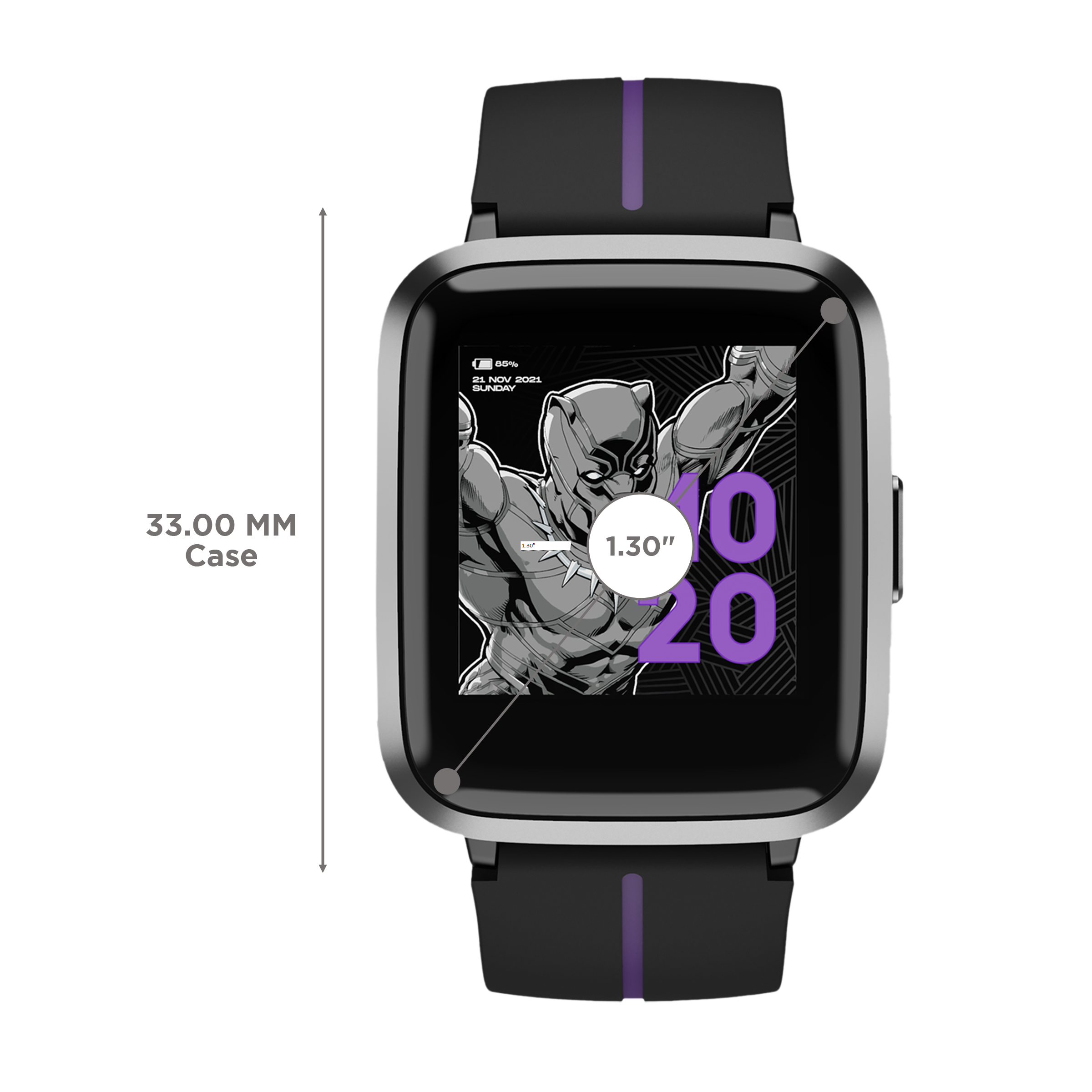 boAt Storm Black Panther Marvel Edition Smartwatch with Health Monitoring (33mm 2.5D Curved Display, 5ATM Water Resistant, Wakanda Black Strap)_3