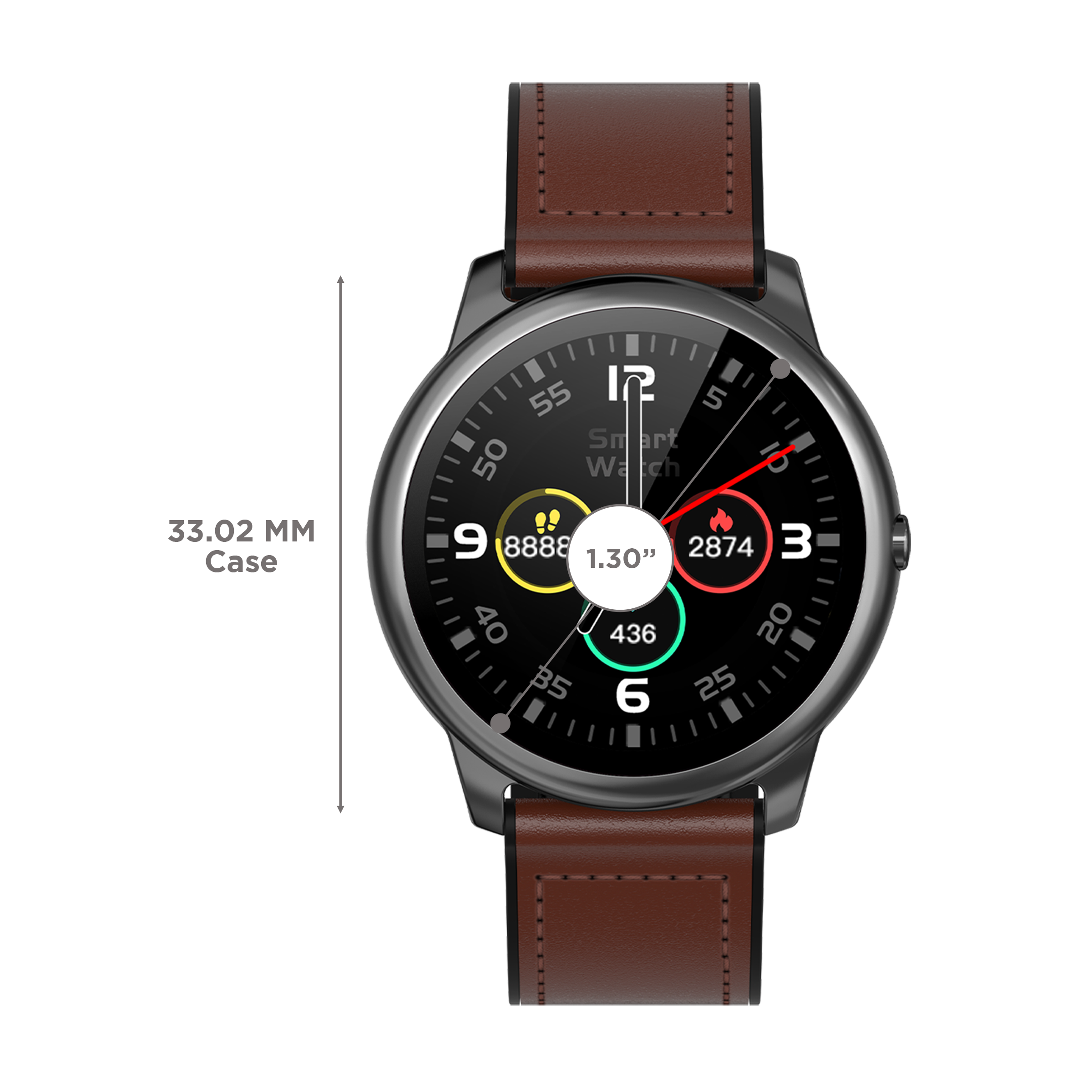 CROSSBEATS Orbit Smartwatch with Bluetooth Calling (33.02mm with IPS Display, IP68 Waterproof, Graphite Black Strap)_3
