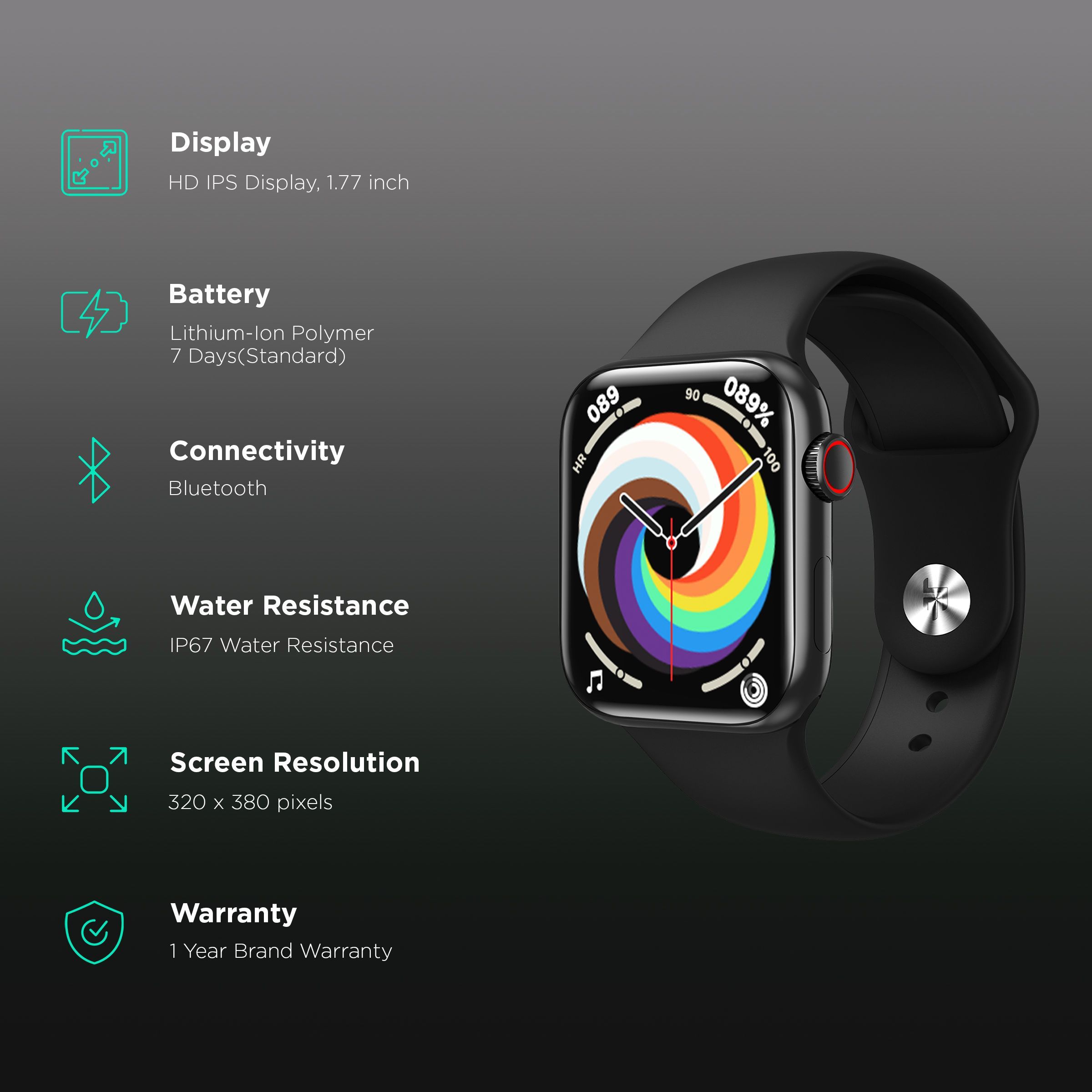 CROSSBEATS Ignite S3 Pro Smartwatch with Activity Tracker (44.95mm with IPS Display, IP67 Water Resistant, Black Strap)_2