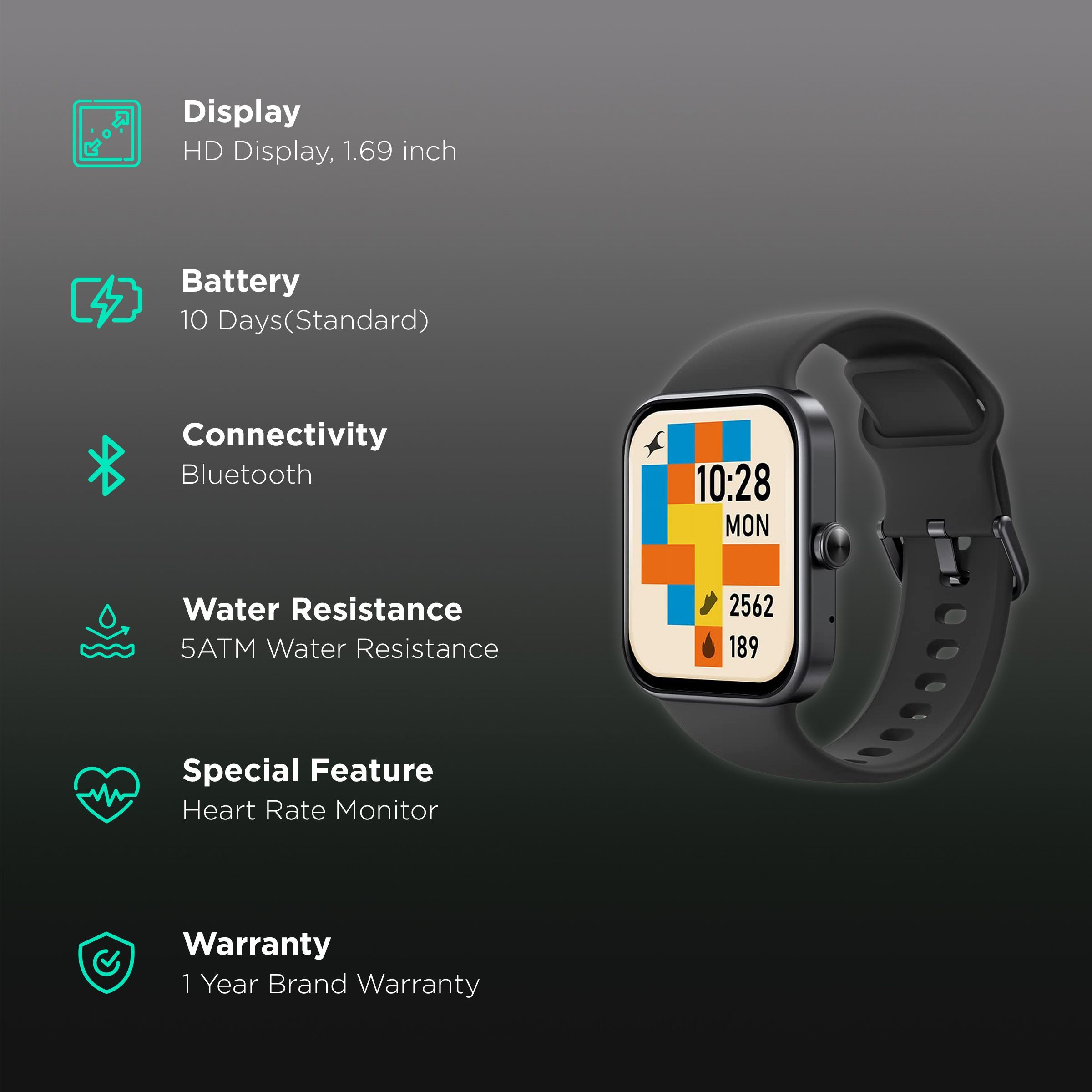 fastrack Reflex Vox Smartwatch with Activity Tracker (42.92mm HD Display, 5ATM Water Resistant, Black Strap) fastrack Reflex Vox Smartwatch with Activity Tracker (42.92mm HD Display, 5ATM Water Resistant, Black Strap)_2