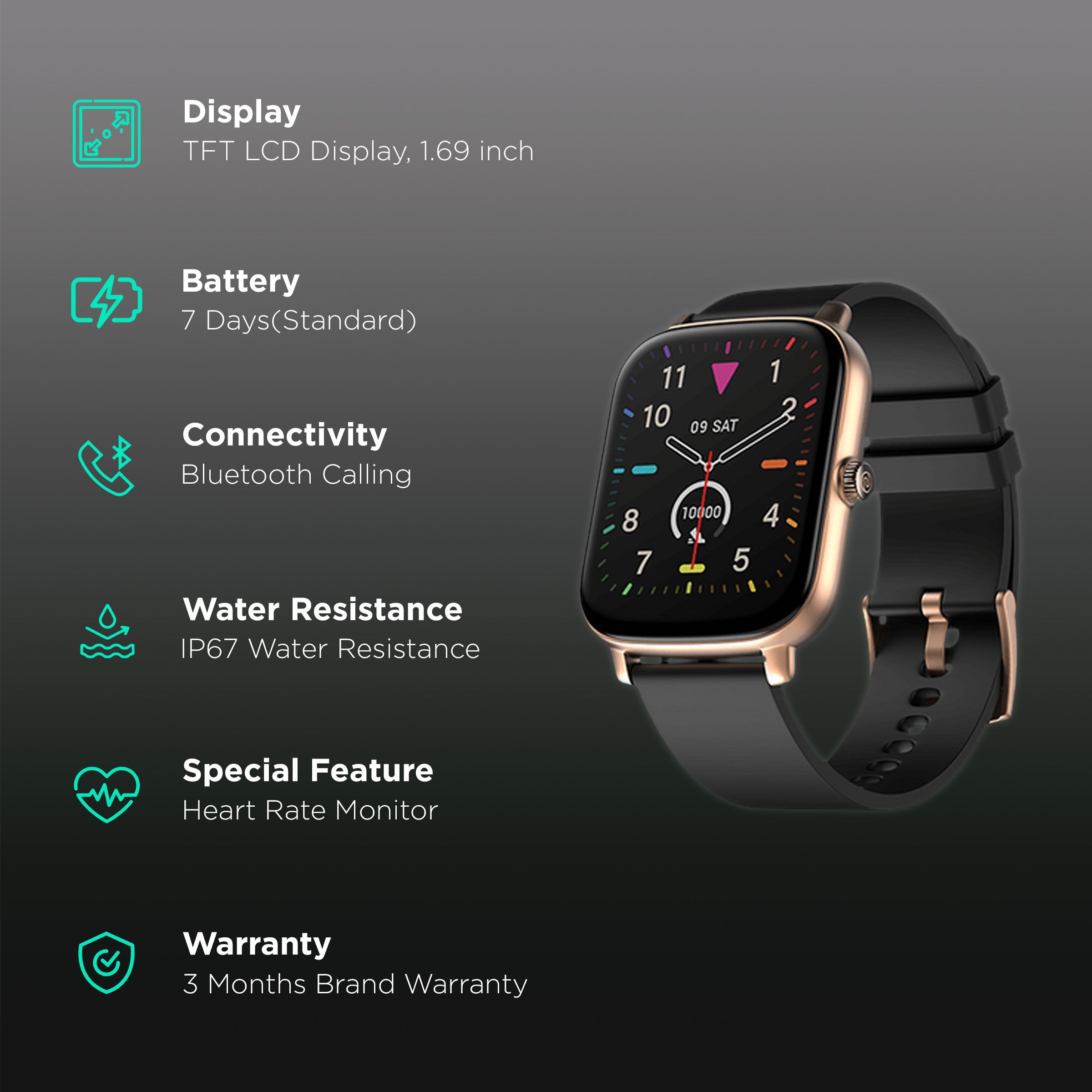 noise ColorFit Icon Buzz Smartwatch with Bluetooth Calling (42.92mm TFT LCD Display, IP67 Water Resistant, Black Strap)_2