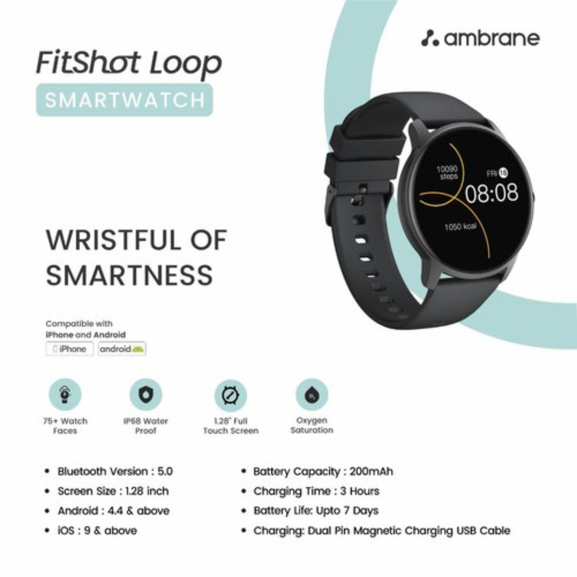 Fitshot Loop Smartwatch with Health Monitoring (32.51mm Lucid Display, IP68 Water Resistant, Black Strap) Fitshot Loop Smartwatch with Health Monitoring (32.51mm Lucid Display, IP68 Water Resistant, Black Strap)_4