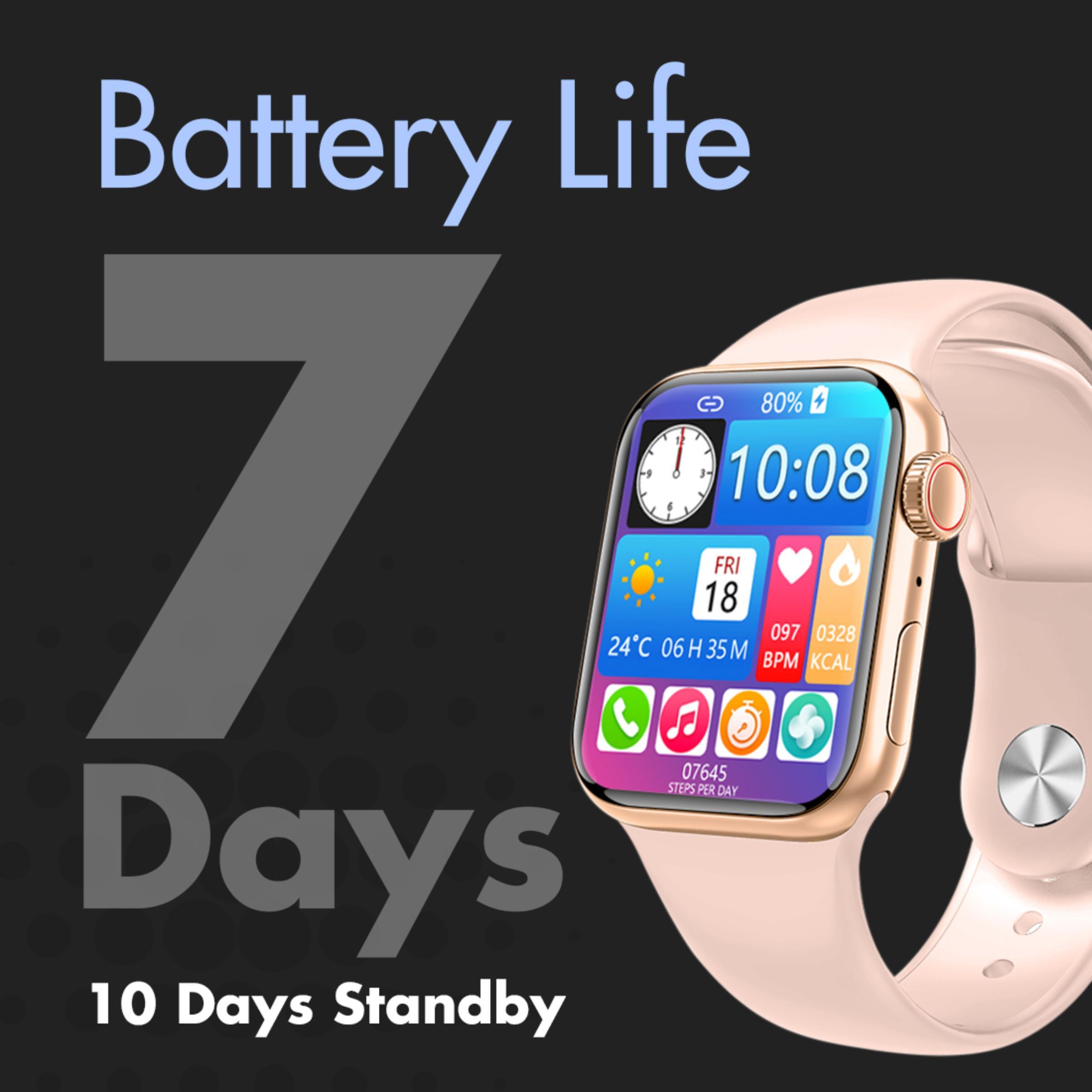 I KALL W3 Smartwatch with Bluetooth Calling (43.68mm HD Display, IP67 Waterproof, Gold Strap)_7