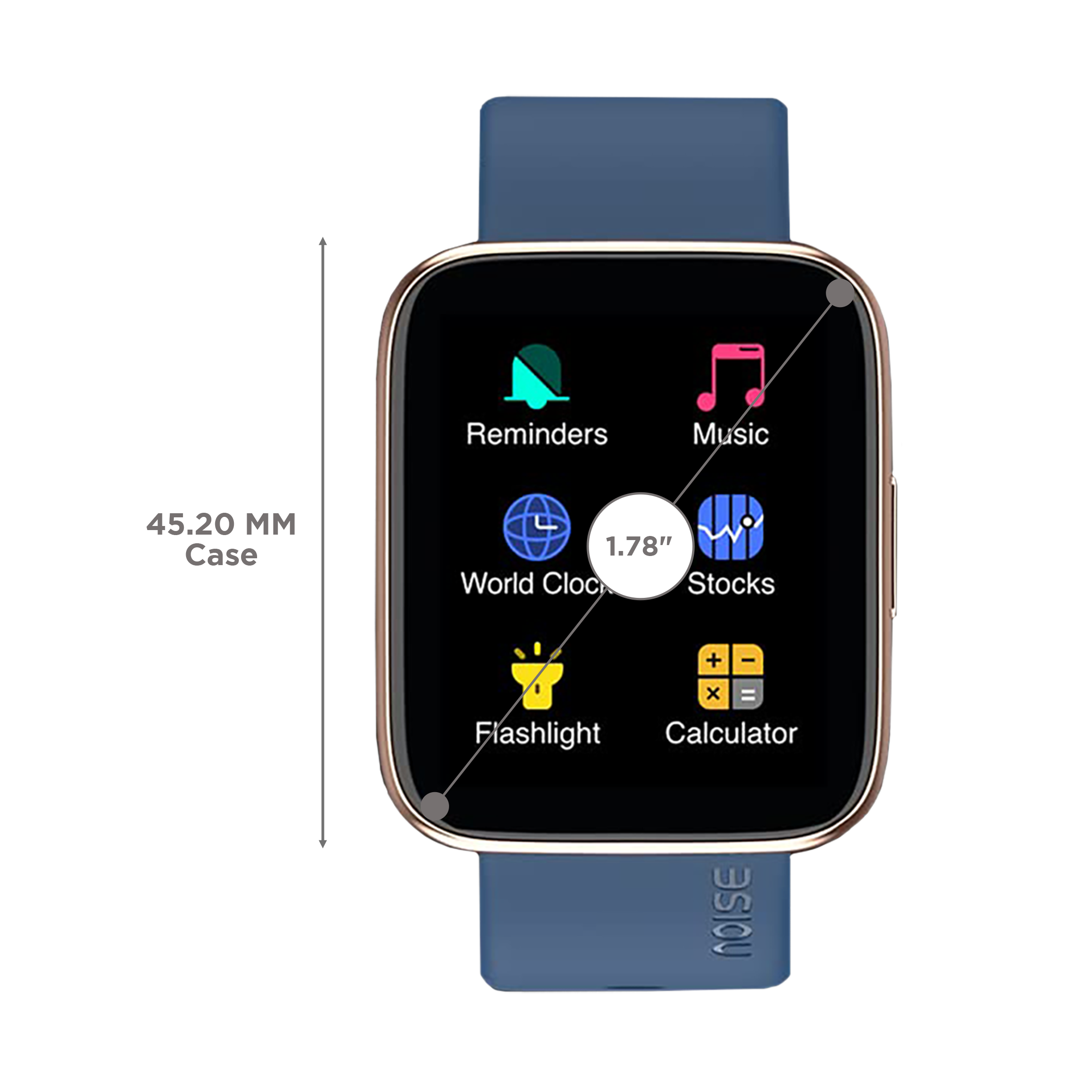 noise ColorFit Ultra 2 Smartwatch with Activity Tracker (45.2mm AMOLED Display, IP68 Water Resistant, Navy Gold Strap)_3