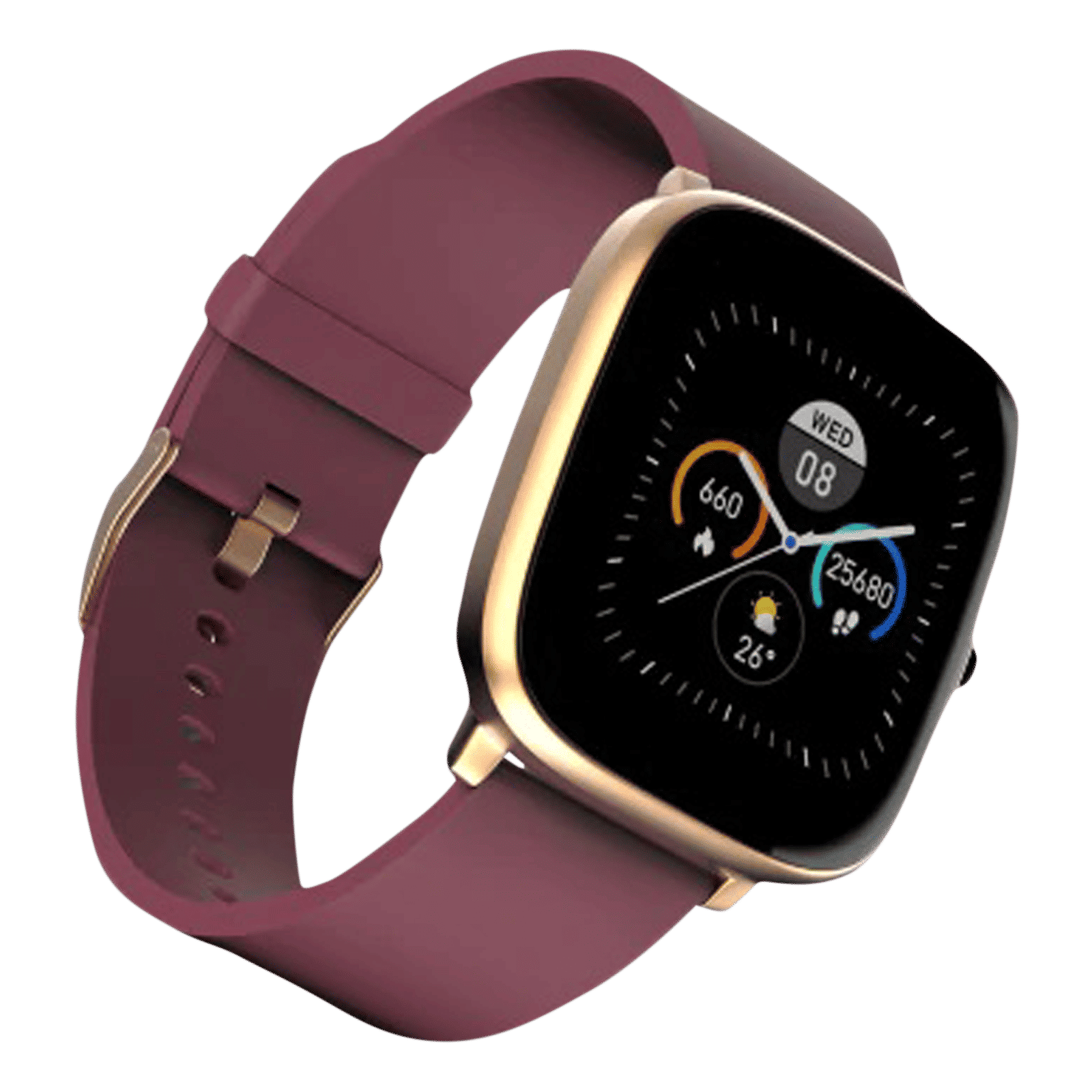 noise ColorFit Qube O2 Smartwatch with Activity Tracker (35.56mm TFT LCD Display, IP68 Waterproof, Deep Wine Strap)_4