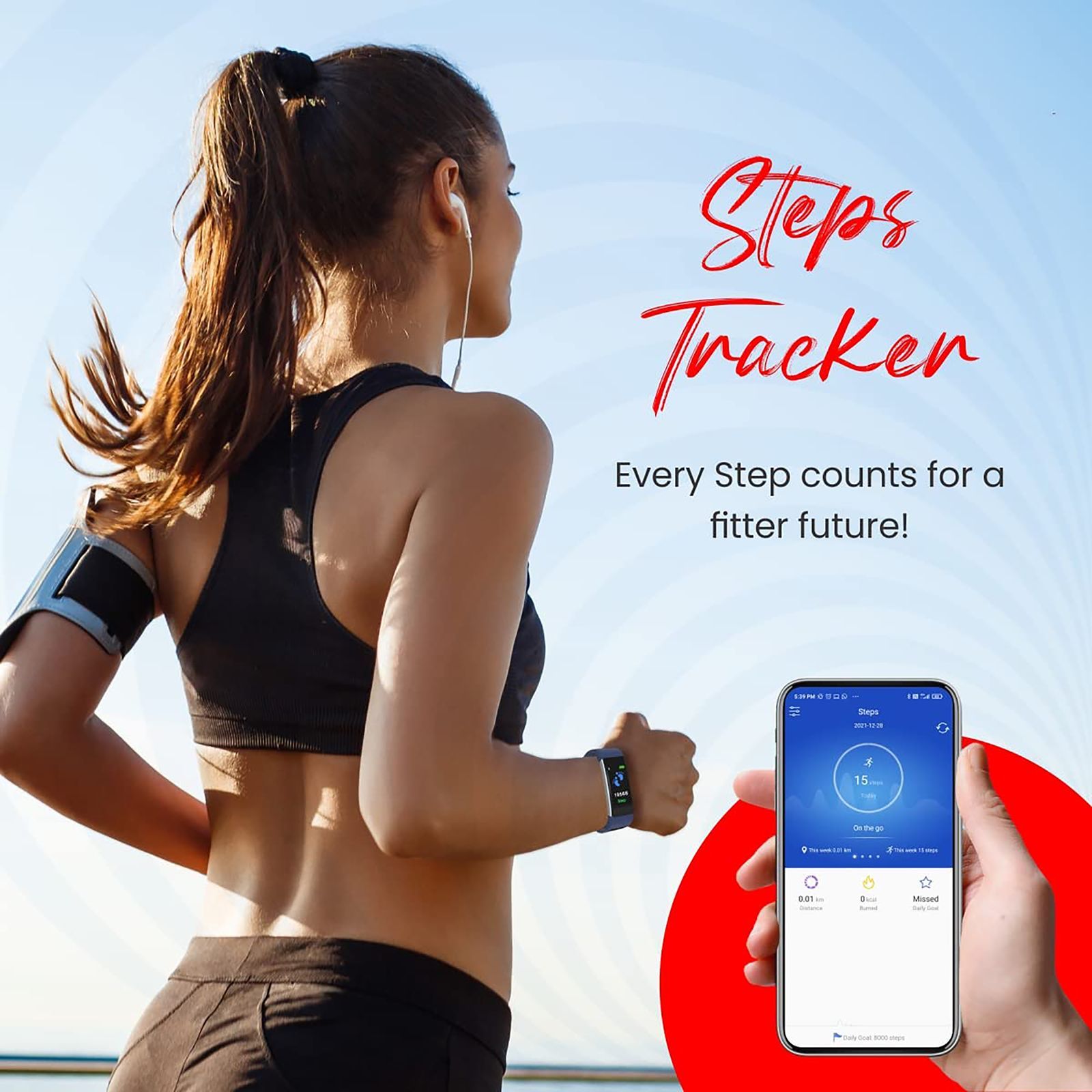 PORTRONICS Kronos X3 Smart Band with Steps Tracker (0.96 Inch Digital Display, IP67 Water Resistant, Blue Strap) PORTRONICS Kronos X3 Smart Band with Steps Tracker (0.96 Inch Digital Display, IP67 Water Resistant, Blue Strap)_10