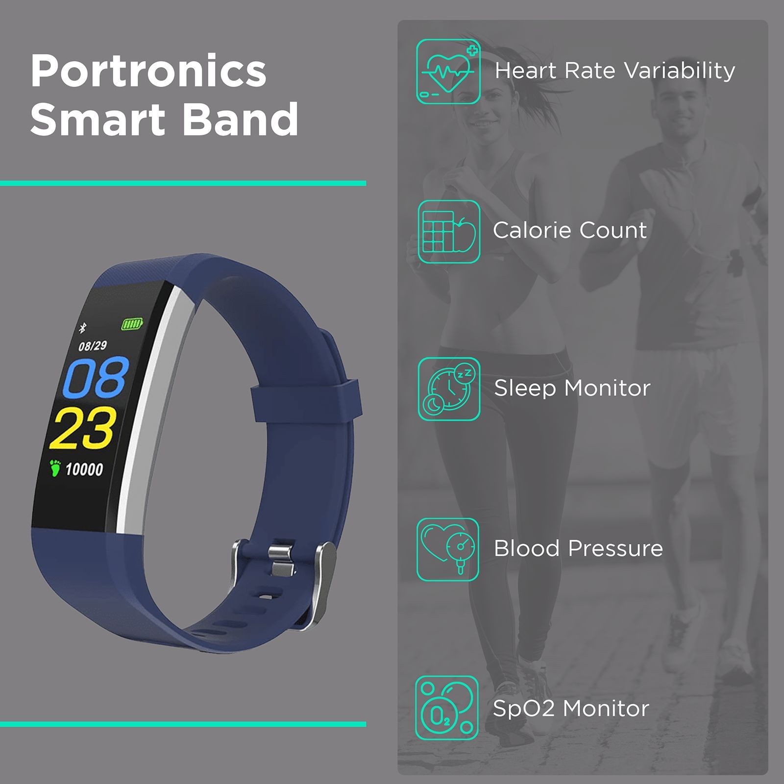 PORTRONICS Kronos X3 Smart Band with Steps Tracker (0.96 Inch Digital Display, IP67 Water Resistant, Blue Strap) PORTRONICS Kronos X3 Smart Band with Steps Tracker (0.96 Inch Digital Display, IP67 Water Resistant, Blue Strap)_4