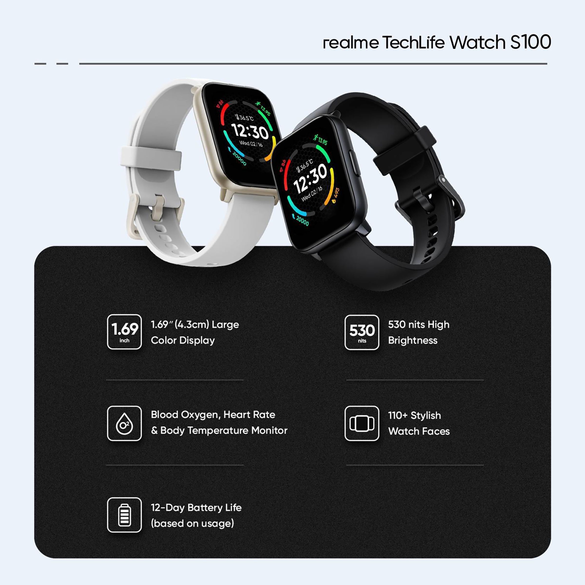 realme TechLife Watch S100 Smartwatch with Activity Tracker (43mm TFT Display, IP68 Water Resistant, Black Strap)_11