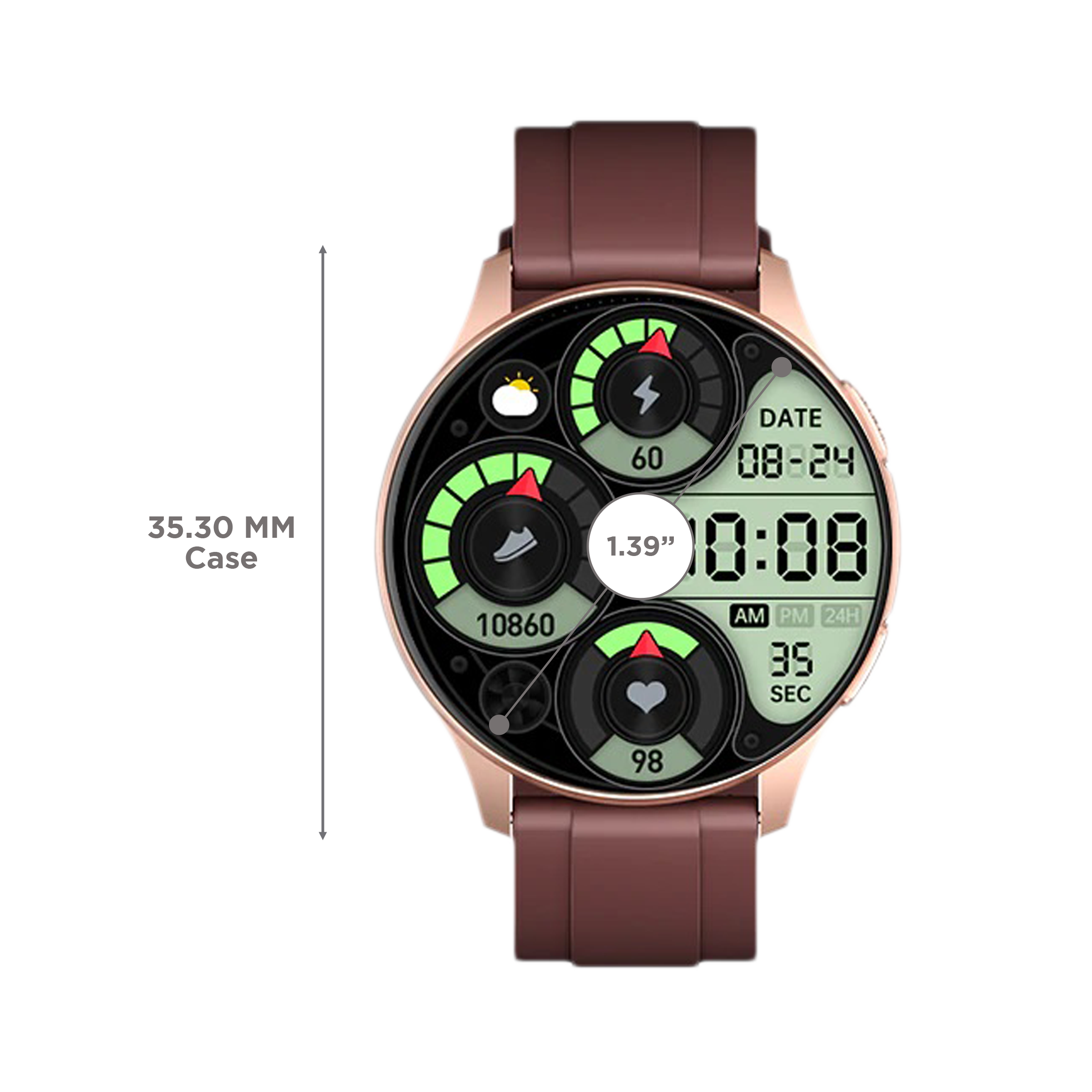 FIRE-BOLTT Invincible BSW020 Smartwatch with Bluetooth Calling (35.3mm AMOLED Display, IP67 Water Resistant, Brown Strap) FIRE-BOLTT Invincible BSW020 Smartwatch with Bluetooth Calling (35.3mm AMOLED Display, IP67 Water Resistant, Brown Strap)_3