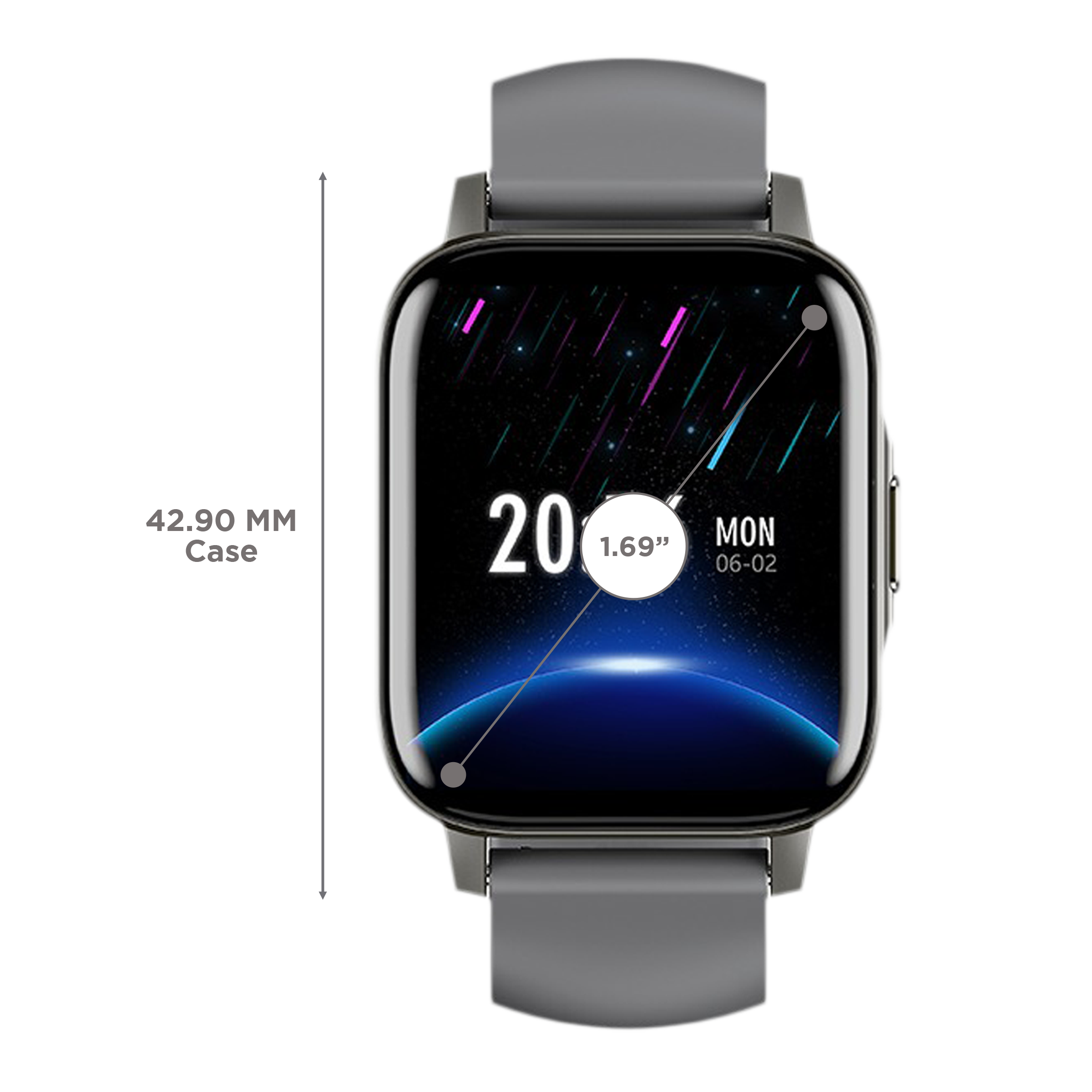 in base Urban Fit X Smartwatch with Activity Tracker (42.9mm LCD Display, IP68 Water Resistant, Grey Strap)_3