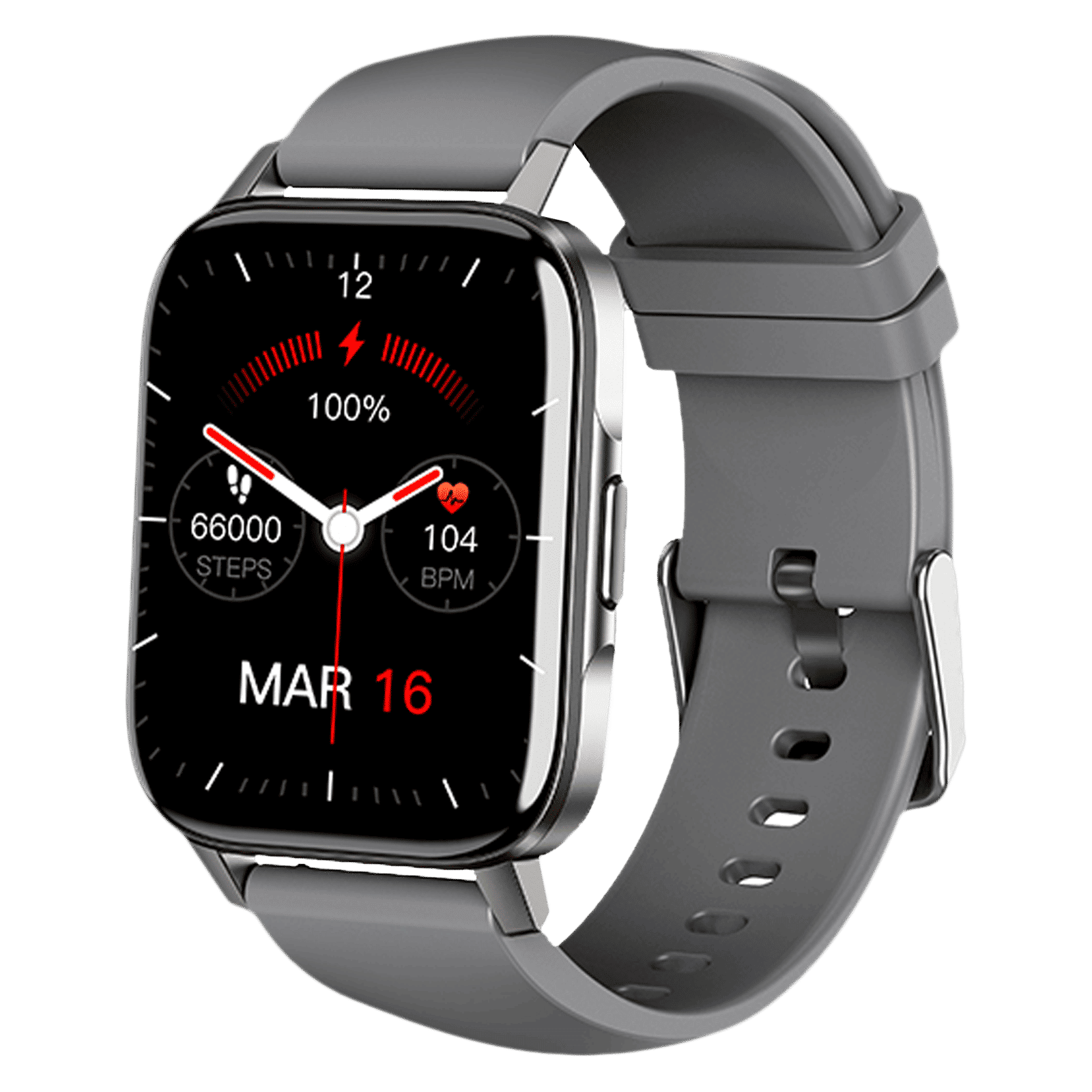 in base Urban Fit X Smartwatch with Activity Tracker (42.9mm LCD Display, IP68 Water Resistant, Grey Strap)_4