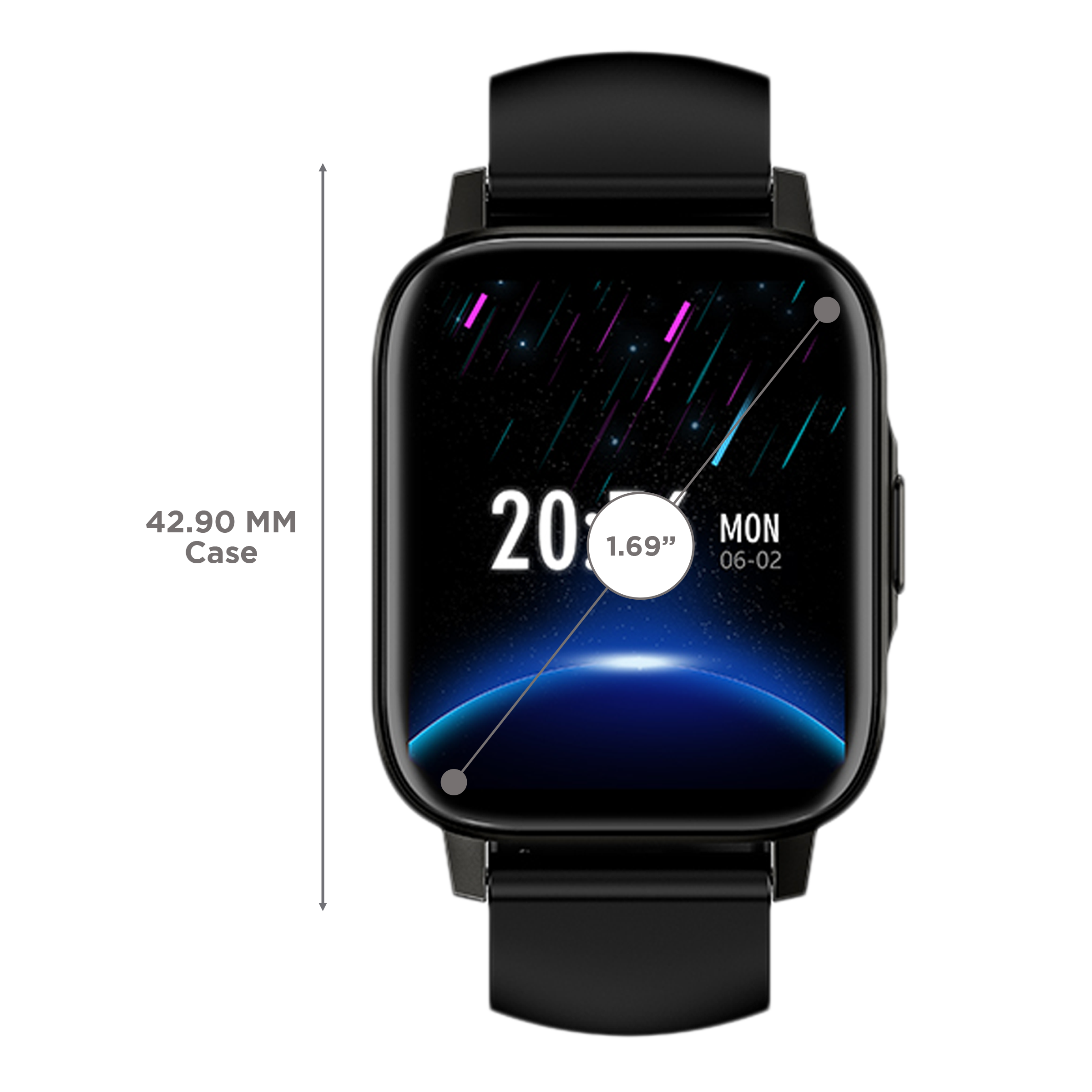 in base Urban Fit X Smartwatch with Activity Tracker (42.9mm LCD Display, IP68 Water Resistant, Black Strap)_3