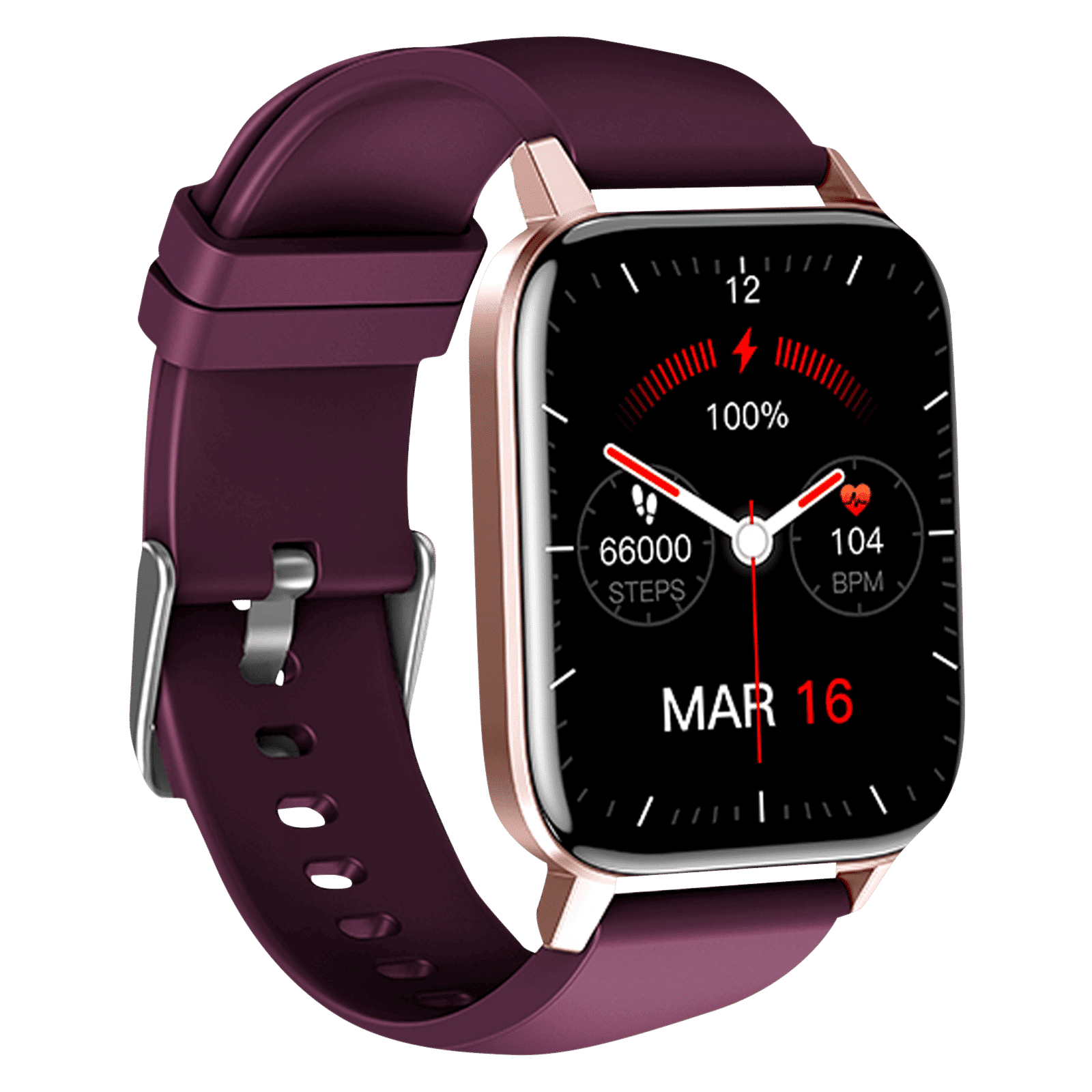 in base Urban Fit X Smartwatch with Activity Tracker (42.9mm LCD Display, IP68 Water Resistant, Violet Strap)_5