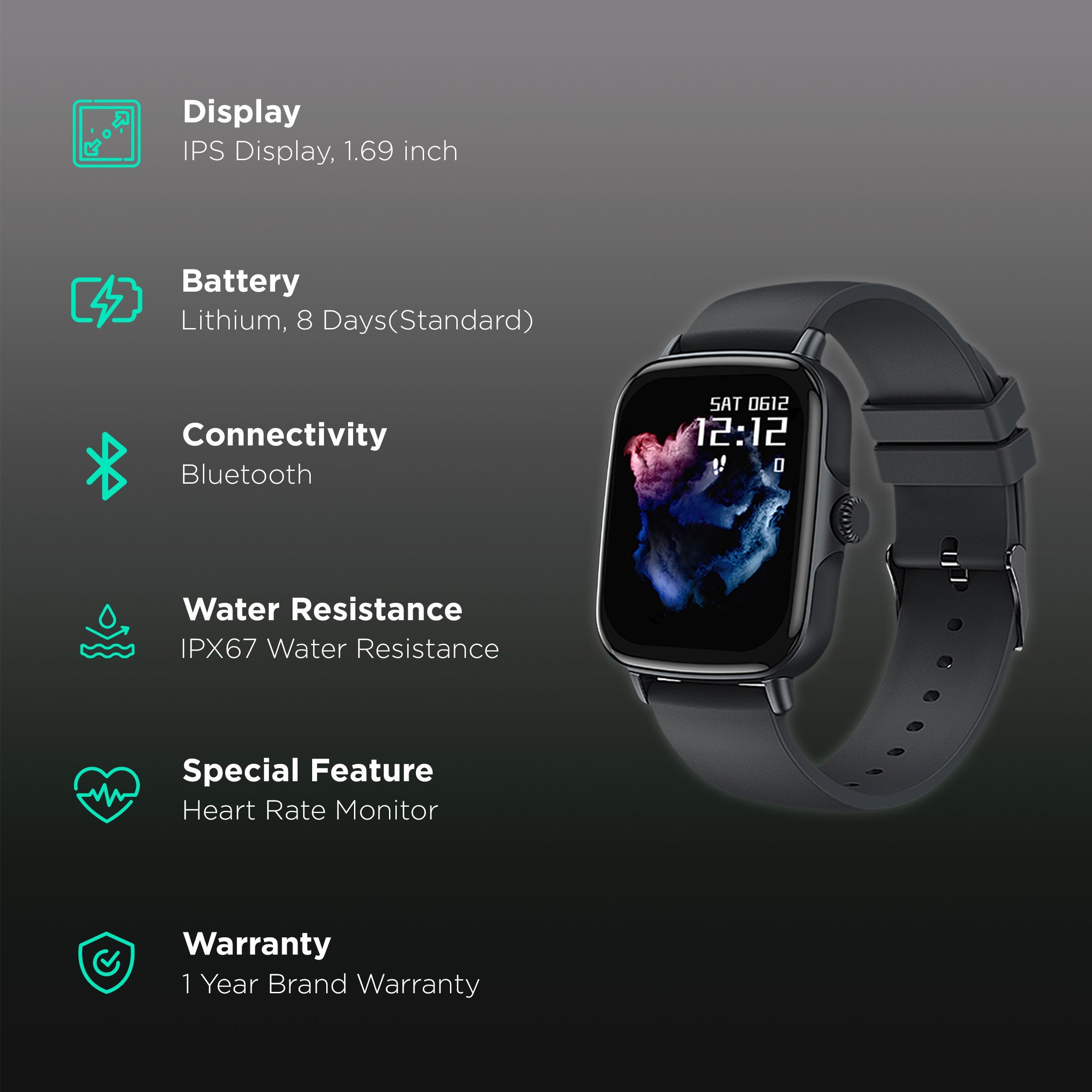 in base Urban Lyf M Smartwatch with Activity Tracker (42.92mm IPS Display, IPX67 Water Resistant, Black Strap) in base Urban Lyf M Smartwatch with Activity Tracker (42.92mm IPS Display, IPX67 Water Resistant, Black Strap)_2
