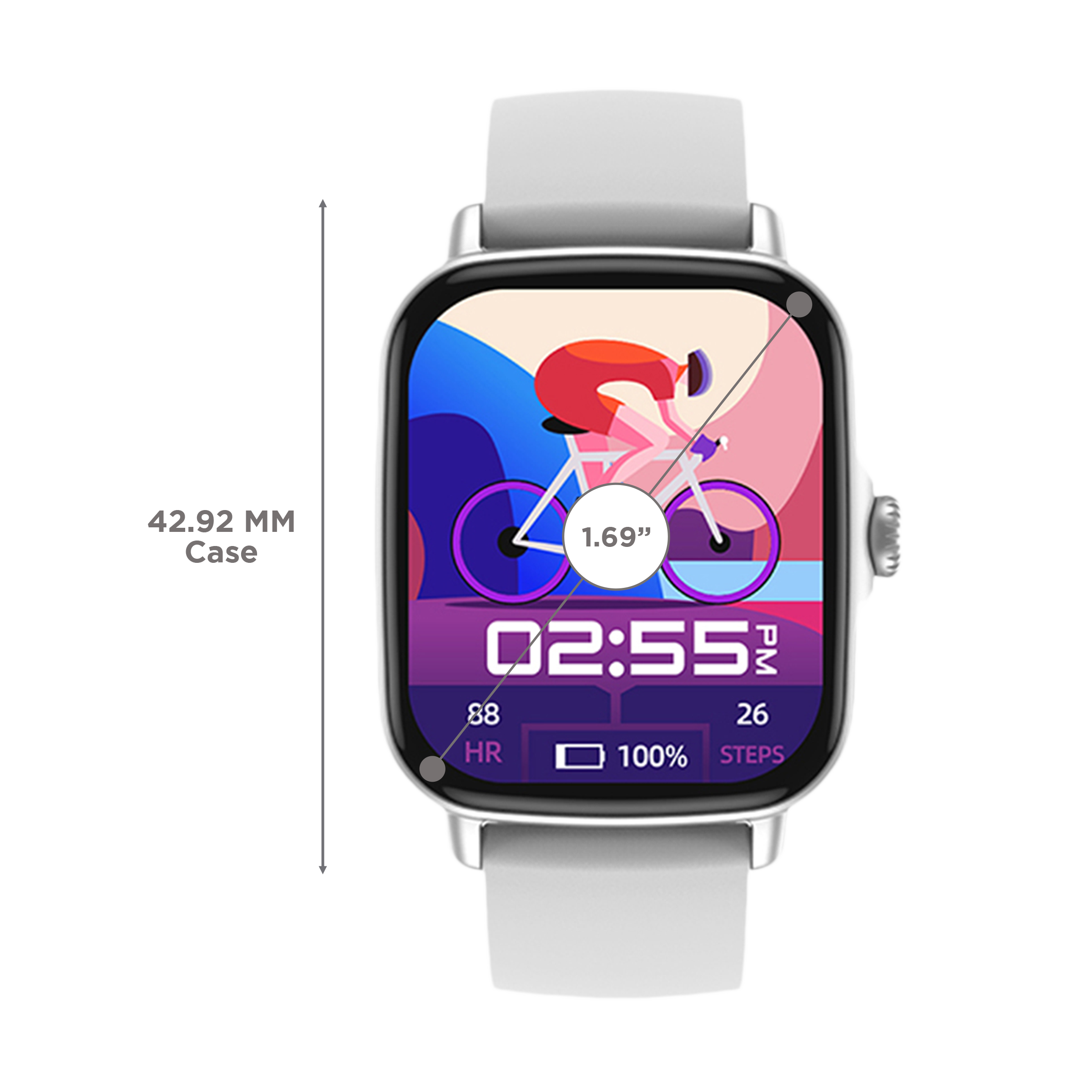 in base Urban LYF M Smartwatch with Activity Tracker (42.92mm IPS Display, IPX67 Water Resistant, Grey Strap)_3