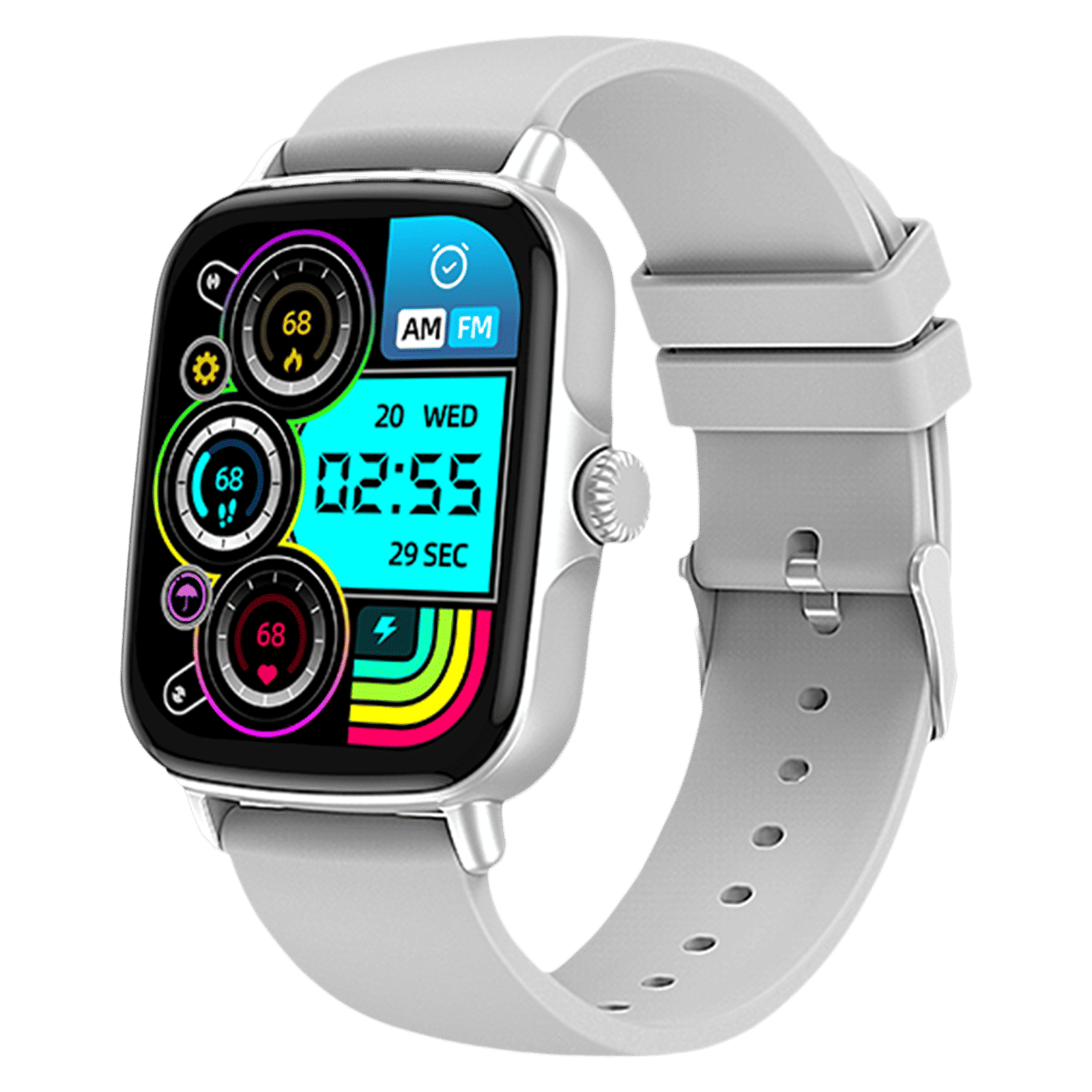 in base Urban LYF M Smartwatch with Activity Tracker (42.92mm IPS Display, IPX67 Water Resistant, Grey Strap)_4