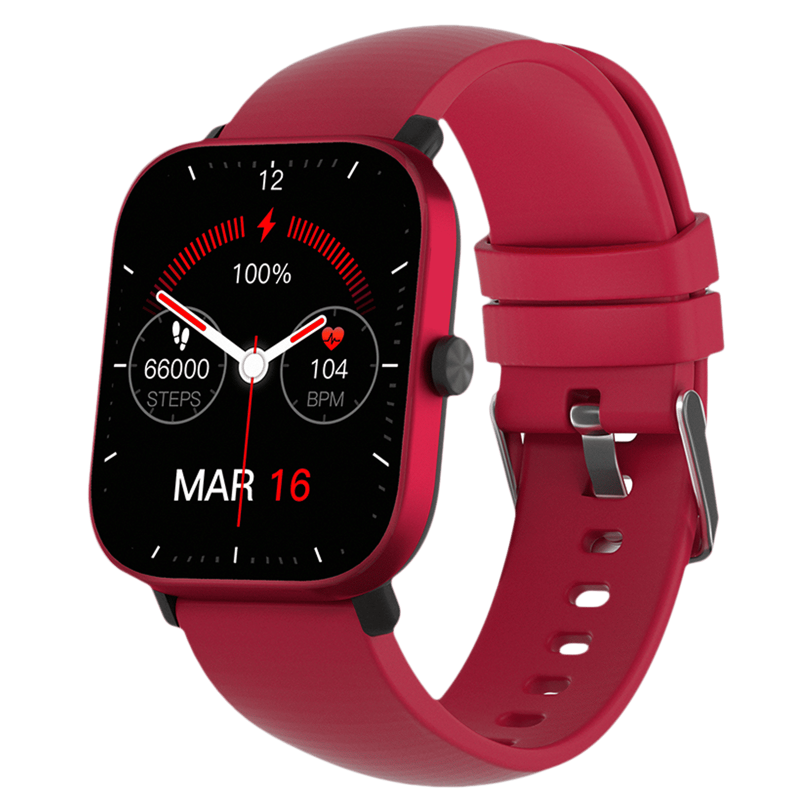 in base Urban Lite X Smartwatch with Activity Tracker (40.64mm IPS LCD Display, IPX68 Water Resistant, Red Strap)_4