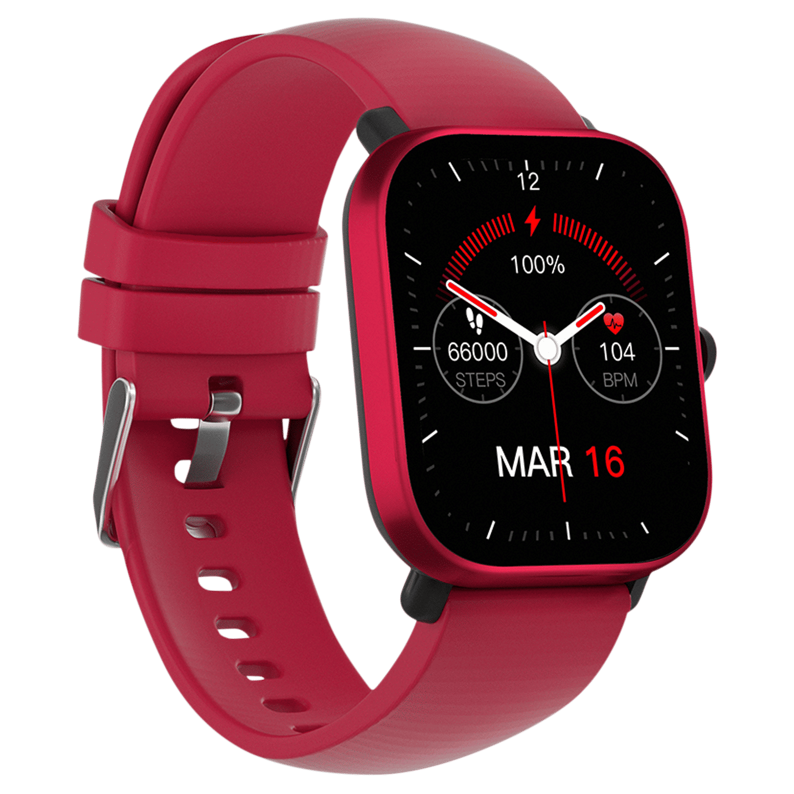 in base Urban Lite X Smartwatch with Activity Tracker (40.64mm IPS LCD Display, IPX68 Water Resistant, Red Strap)_5