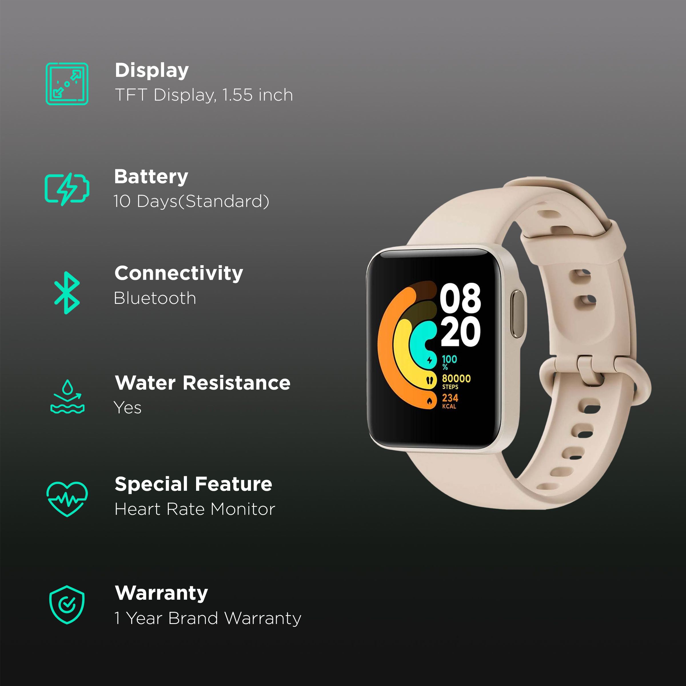 Redmi Watch 2 Lite Smartwatch with Activity Tracker (39.4mm TFT Display, 5 ATM Water Resistant, Ivory Strap) Redmi Watch 2 Lite Smartwatch with Activity Tracker (39.4mm TFT Display, 5 ATM Water Resistant, Ivory Strap)_2