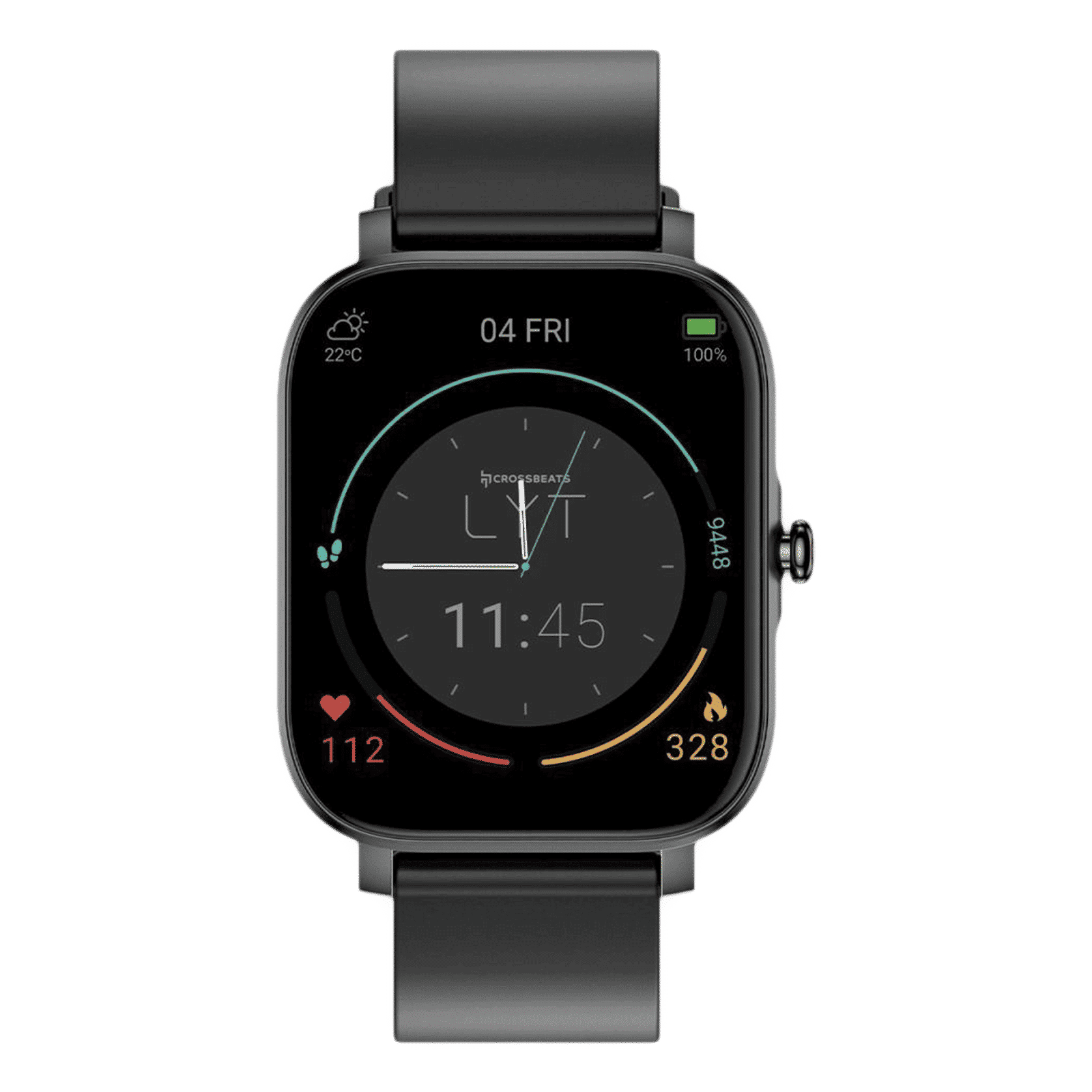 CROSSBEATS Ignite LYT Smartwatch with Activity Tracker (42.92mm 2.5D Double-Curved IPS Display, IP68 Water Resistant, Carbon Black Strap)_1