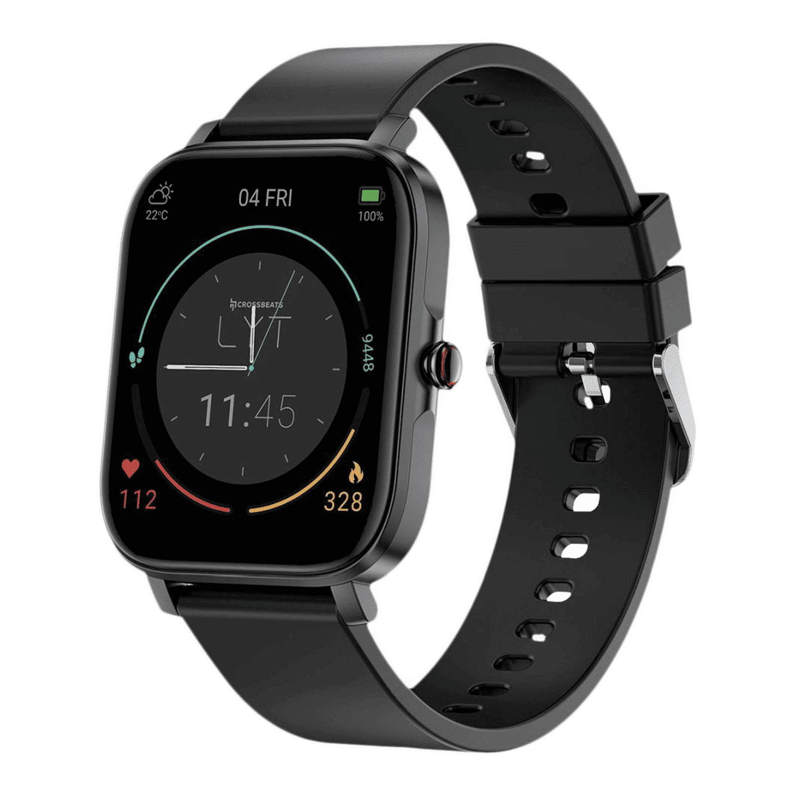 CROSSBEATS Ignite LYT Smartwatch with Activity Tracker (42.92mm 2.5D Double-Curved IPS Display, IP68 Water Resistant, Carbon Black Strap)_4