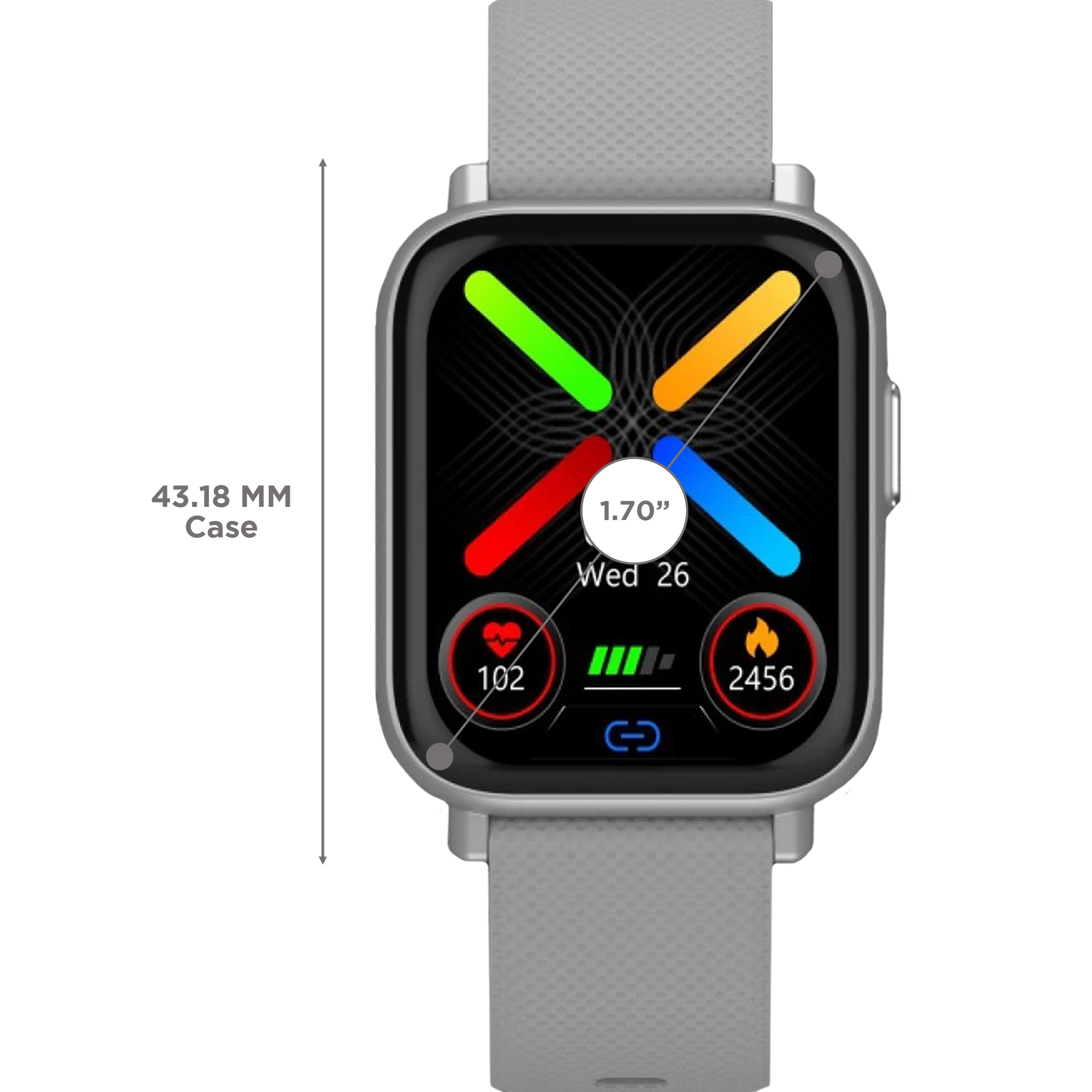 PORTRONICS Kronos X1 Smartwatch with Activity Tracker (43.18mm Digital Display, IP67 Water Resistant, Grey Strap)_3