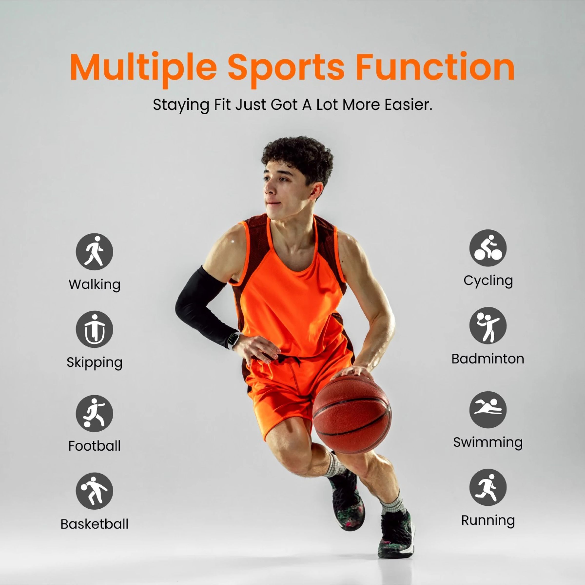 PORTRONICS Kronos X1 Smartwatch with Activity Tracker (43.18mm Digital Display, IP67 Water Resistant, Grey Strap)_5