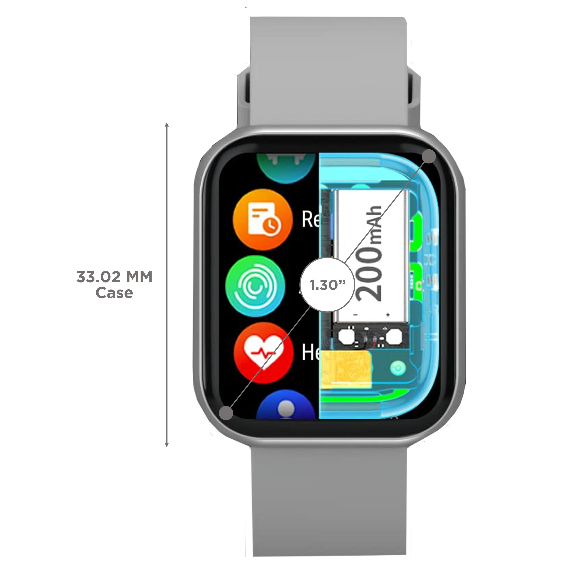 PORTRONICS Kronos X2 Smartwatch with Activity Tracker (33.02mm Full Touch Display, IP67 Water Resistant, Grey Strap) PORTRONICS Kronos X2 Smartwatch with Activity Tracker (33.02mm Full Touch Display, IP67 Water Resistant, Grey Strap)_3