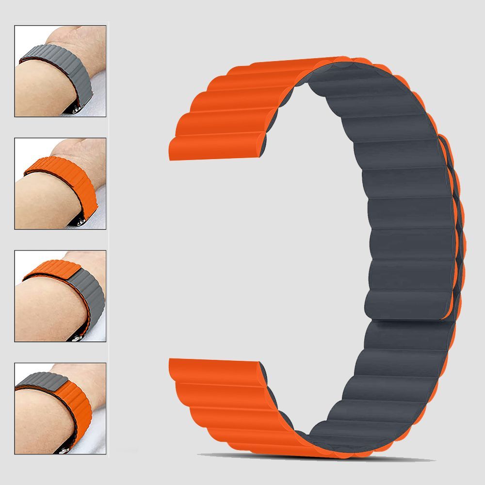 GRIPP Reverser Silicone Magnetic Strap for Apple Watch Ultra 2, Ultra, Watch Series SE, 4, 5, 6, 7, 8, 9 & 10 (44mm / 45mm / 46mm / 49mm) (Perfect Fit, Grey & Orange) GRIPP Reverser Silicone Magnetic Strap for Apple Watch Ultra 2, Ultra, Watch Series SE, 4, 5, 6, 7, 8, 9 & 10 (44mm / 45mm / 46mm / 49mm) (Perfect Fit, Grey & Orange)_11