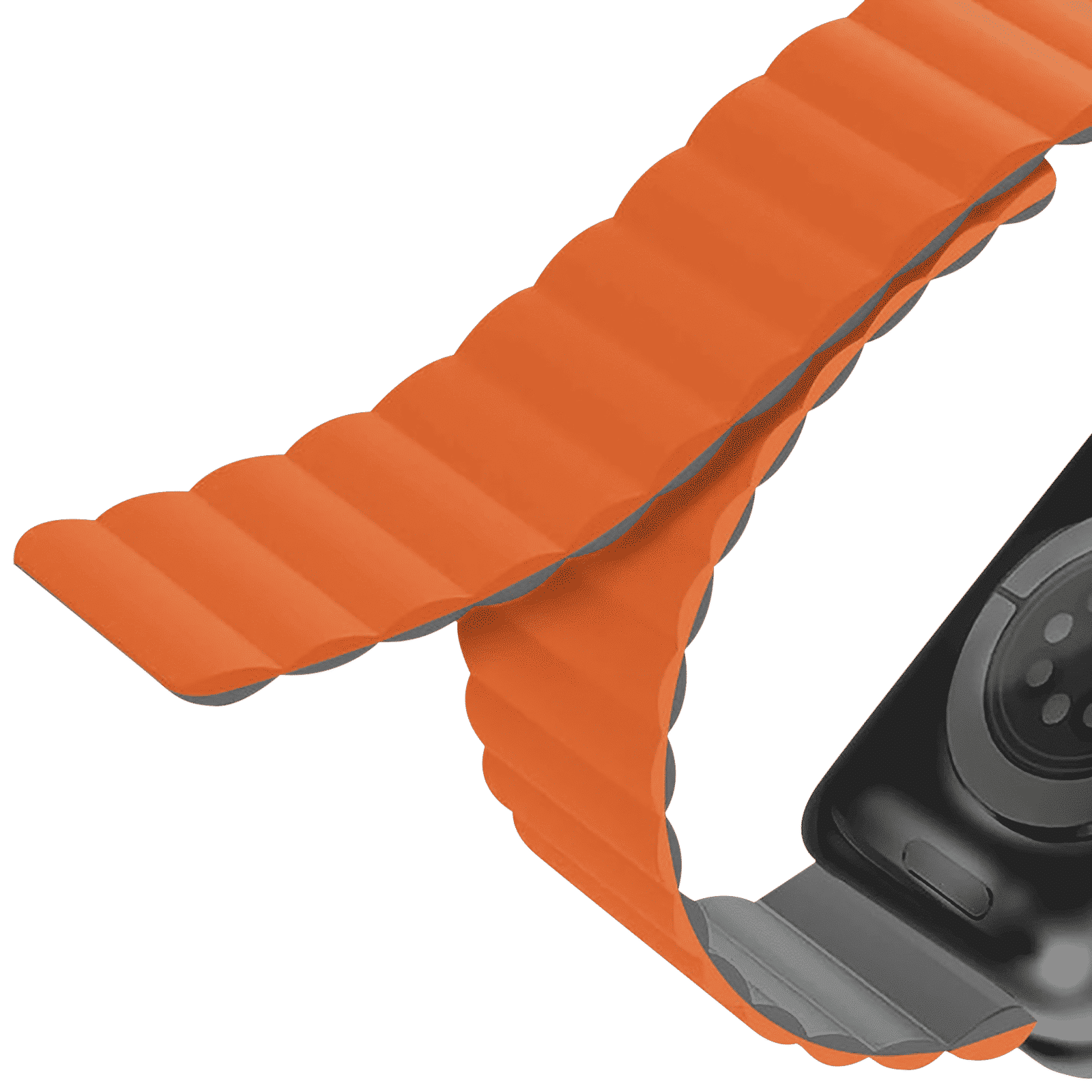 GRIPP Reverser Silicone Magnetic Strap for Apple Watch Ultra 2, Ultra, Watch Series SE, 4, 5, 6, 7, 8, 9 & 10 (44mm / 45mm / 46mm / 49mm) (Perfect Fit, Grey & Orange) GRIPP Reverser Silicone Magnetic Strap for Apple Watch Ultra 2, Ultra, Watch Series SE, 4, 5, 6, 7, 8, 9 & 10 (44mm / 45mm / 46mm / 49mm) (Perfect Fit, Grey & Orange)_4