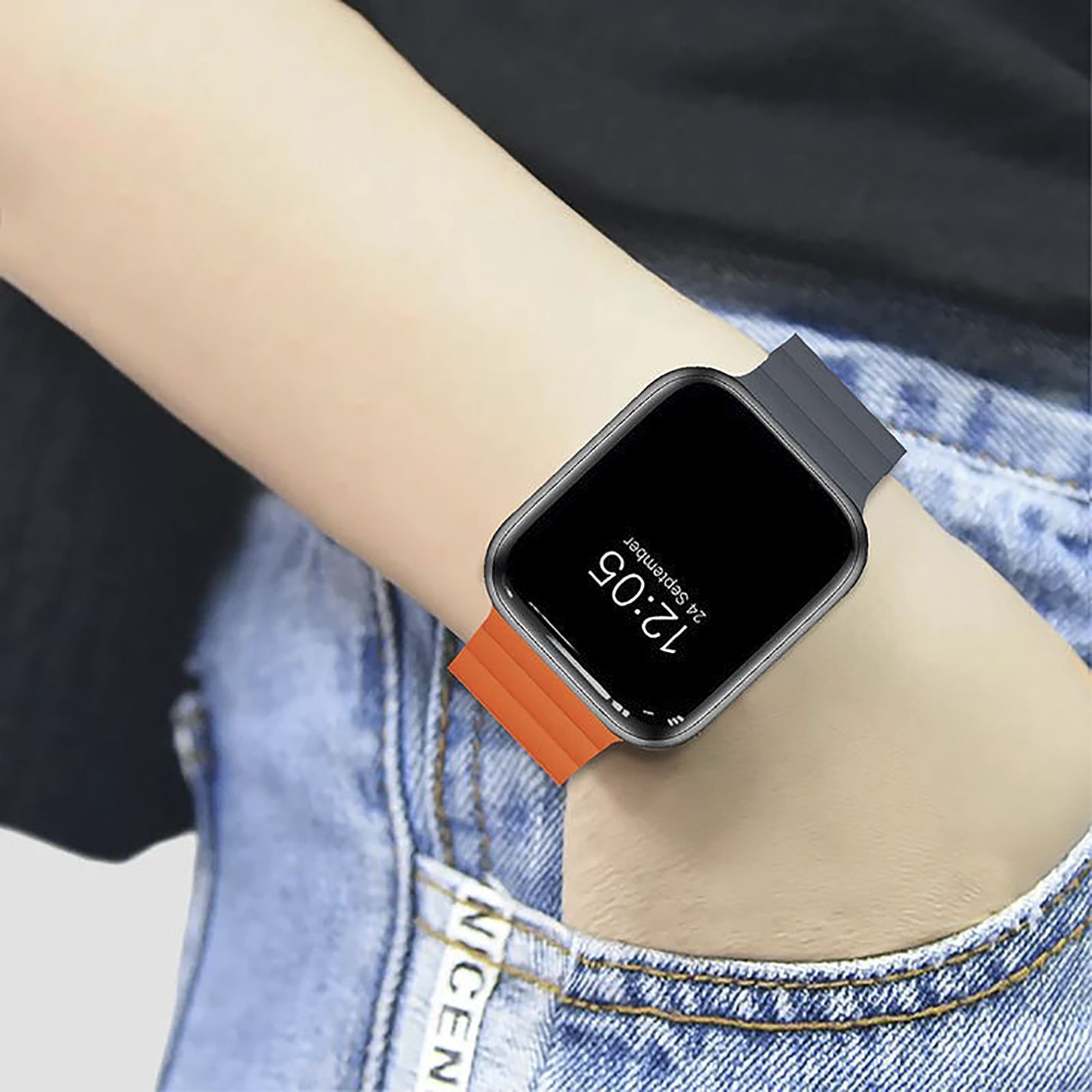 GRIPP Reverser Silicone Magnetic Strap for Apple Watch Ultra 2, Ultra, Watch Series SE, 4, 5, 6, 7, 8, 9 & 10 (44mm / 45mm / 46mm / 49mm) (Perfect Fit, Grey & Orange) GRIPP Reverser Silicone Magnetic Strap for Apple Watch Ultra 2, Ultra, Watch Series SE, 4, 5, 6, 7, 8, 9 & 10 (44mm / 45mm / 46mm / 49mm) (Perfect Fit, Grey & Orange)_7