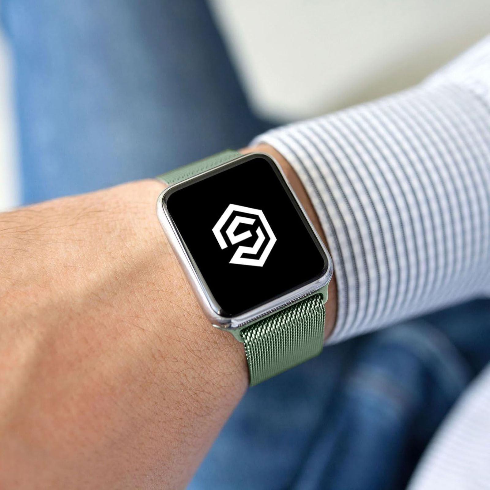 GRIPP Stainless Steel Magnetic Strap for Apple Watch Ultra 2, Watch Ultra, Watch Series SE, 4, 5, 6, 7, 8, 9 & 10 (44mm / 45mm / 46mm / 49mm) (Lightweight, Green)_8