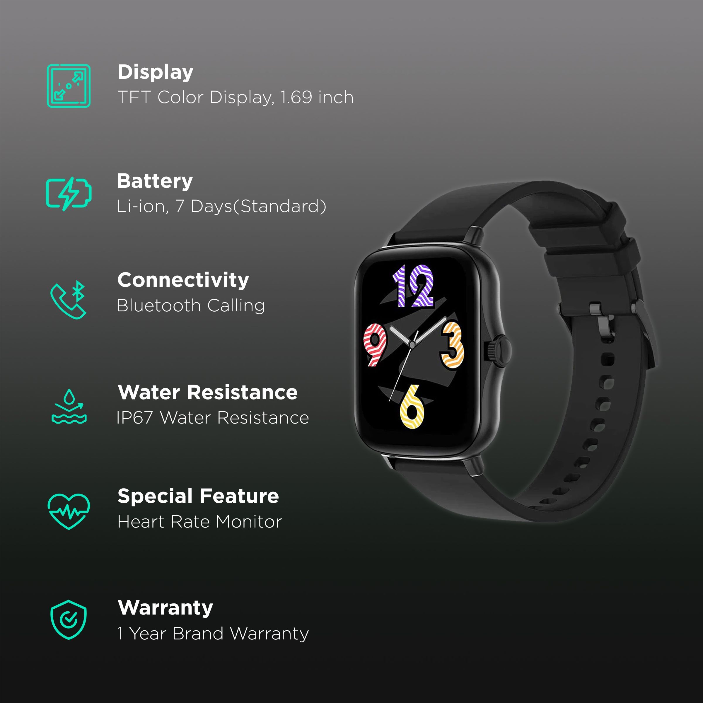 ZEBRONICS Fit Smartwatch with Bluetooth Calling (42.9mm TFT Color Display, IP67 Water Resistant, Black Strap) ZEBRONICS Fit Smartwatch with Bluetooth Calling (42.9mm TFT Color Display, IP67 Water Resistant, Black Strap)_2