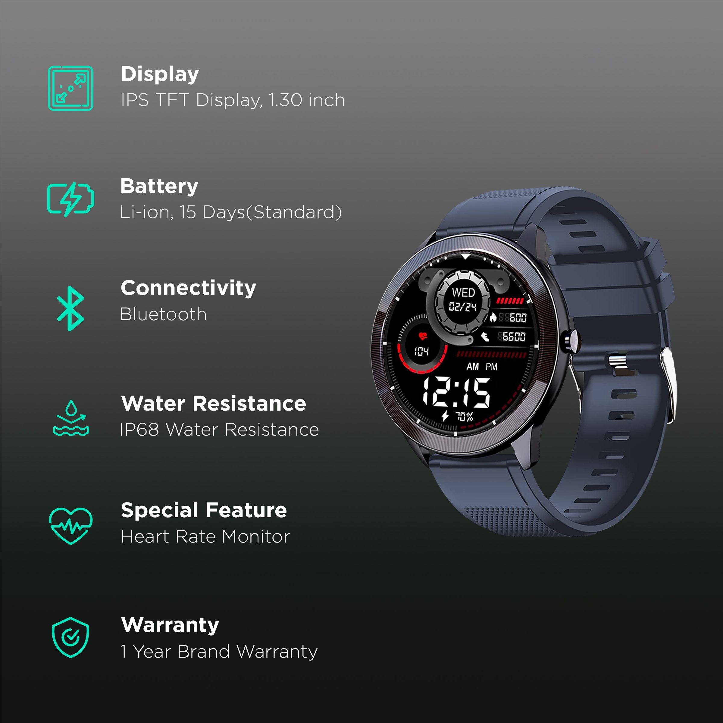 maxima Max Pro X4 Smartwatch with Activity Tracker (33.02mm IPS TFT Display, IP68 Water Resistant, Blue Strap)_2