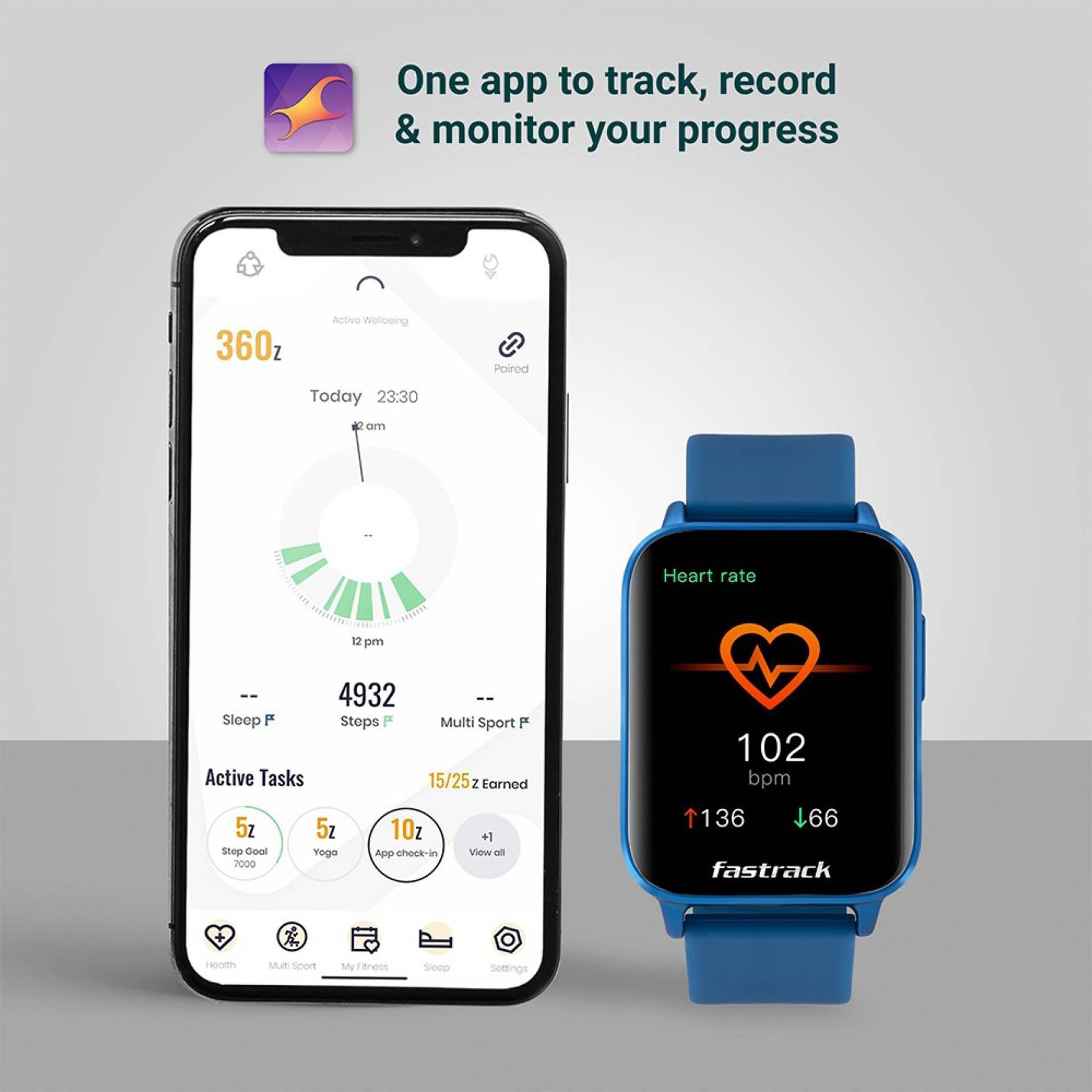 fastrack Reflex Curv Smartwatch with Activity Tracker (42.92mm 2.5D Curved Display, IP68 Water Resistant, Blue Strap)_10